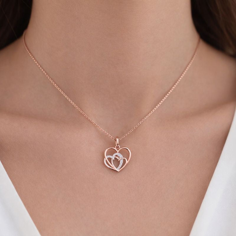 Triple Heart Rose Gold Pendant