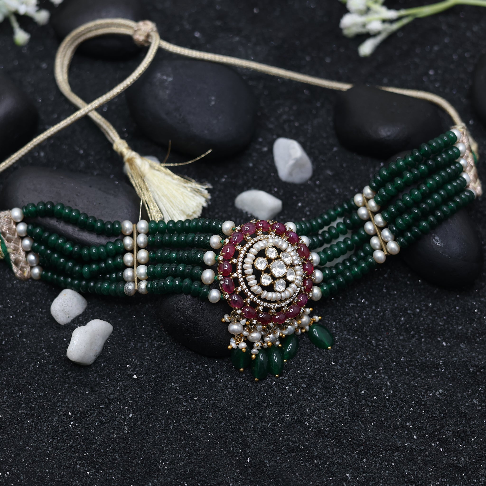 Ethnic Polki Necklace with Beads
