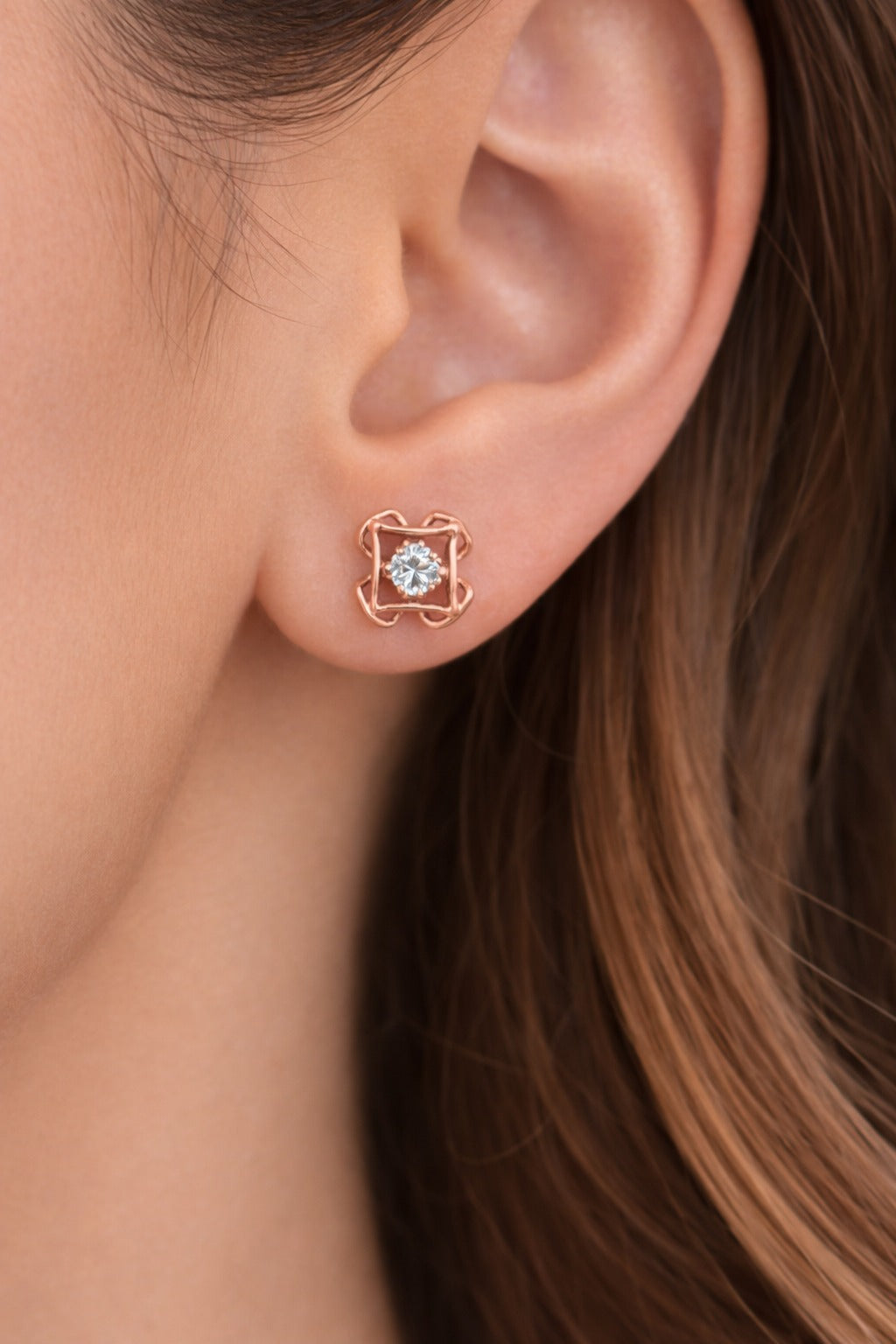 Geometric Rose Gold Stud Earrings