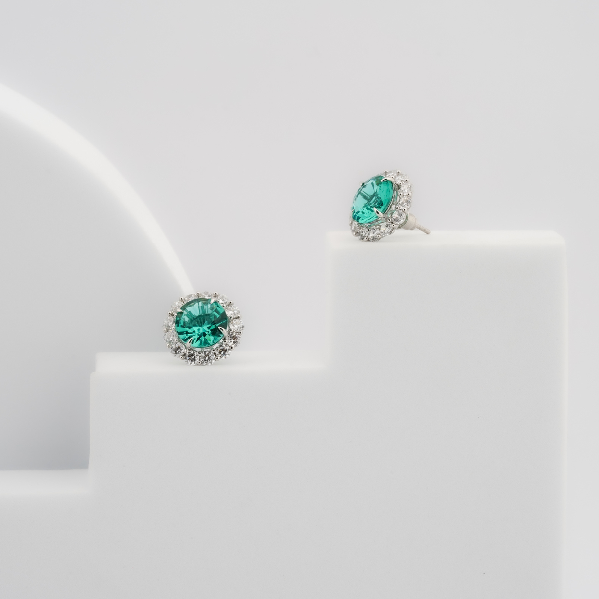 Aqua Spark Stud Earrings