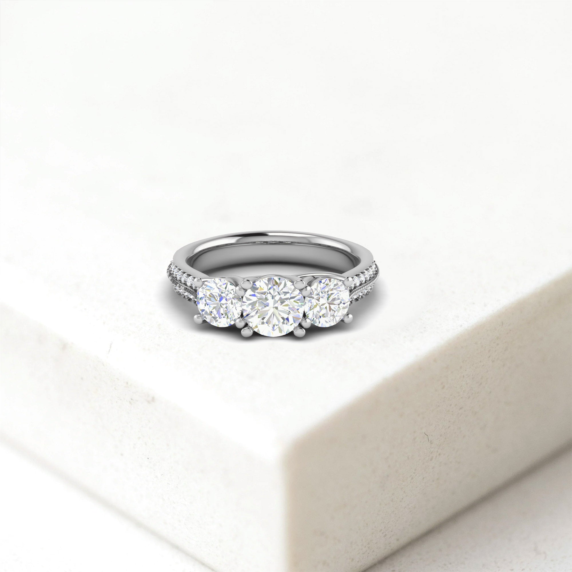Three Stone Silver Ring