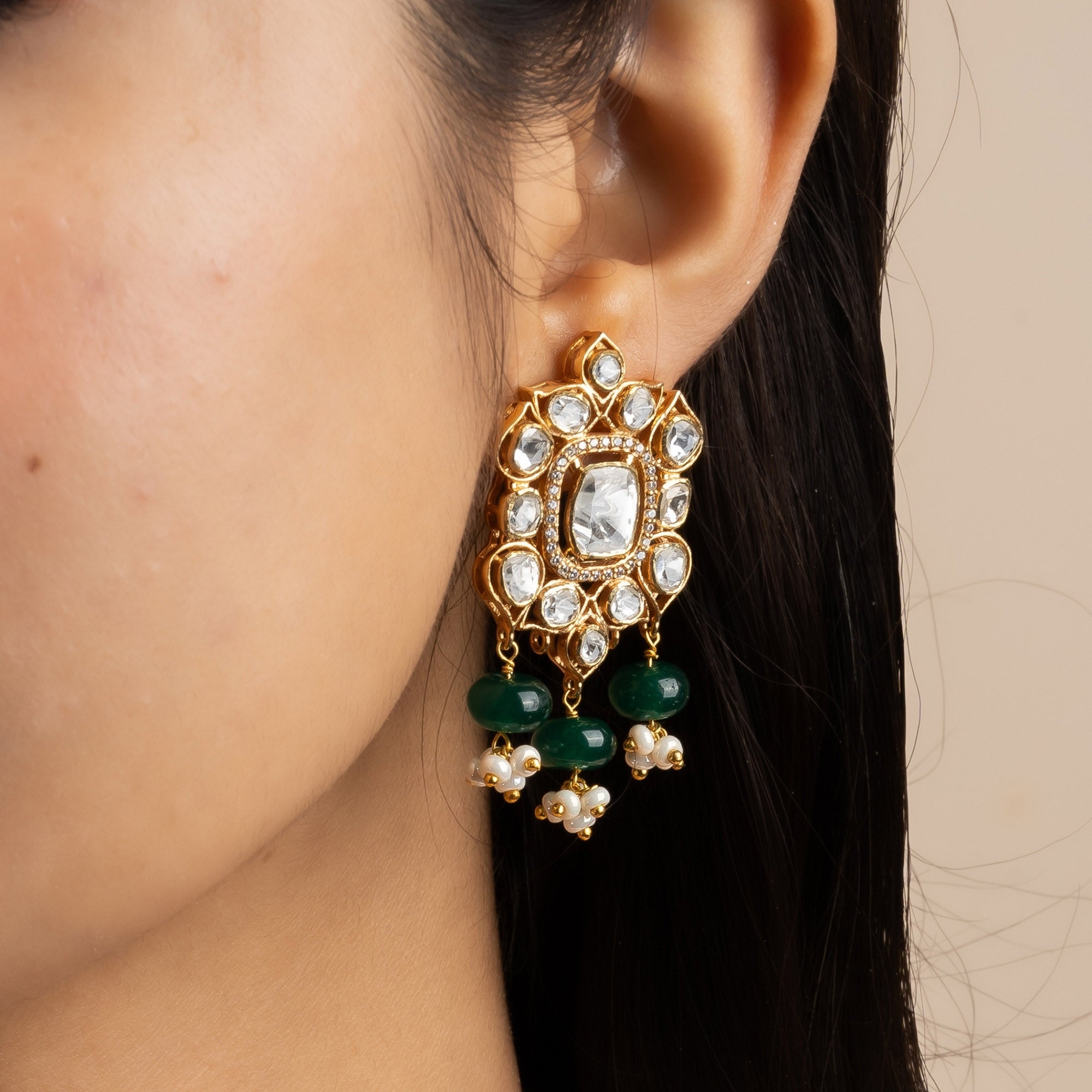 Polki Elegance Drop Earrings