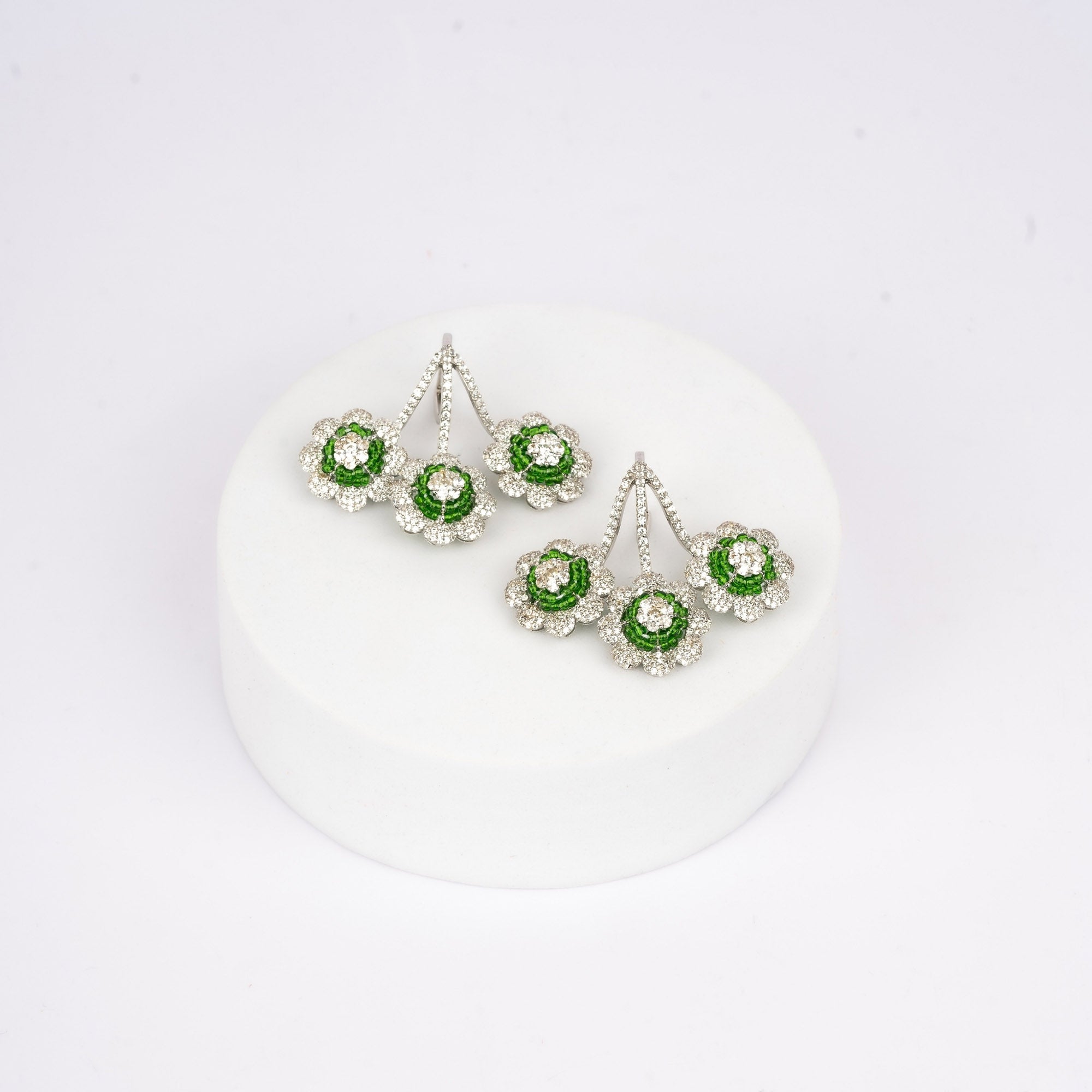 Triple Floral Drop Earrings