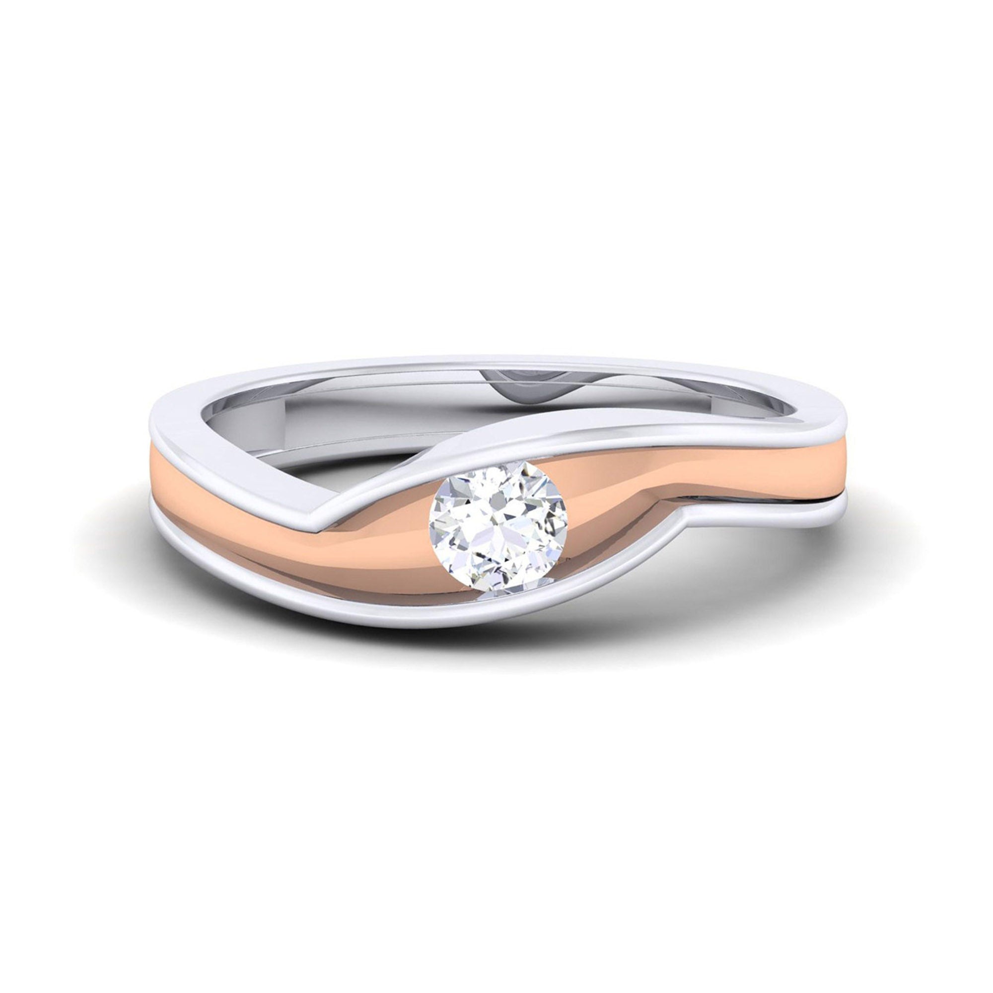 Dual Tone Modern Wave Ring
