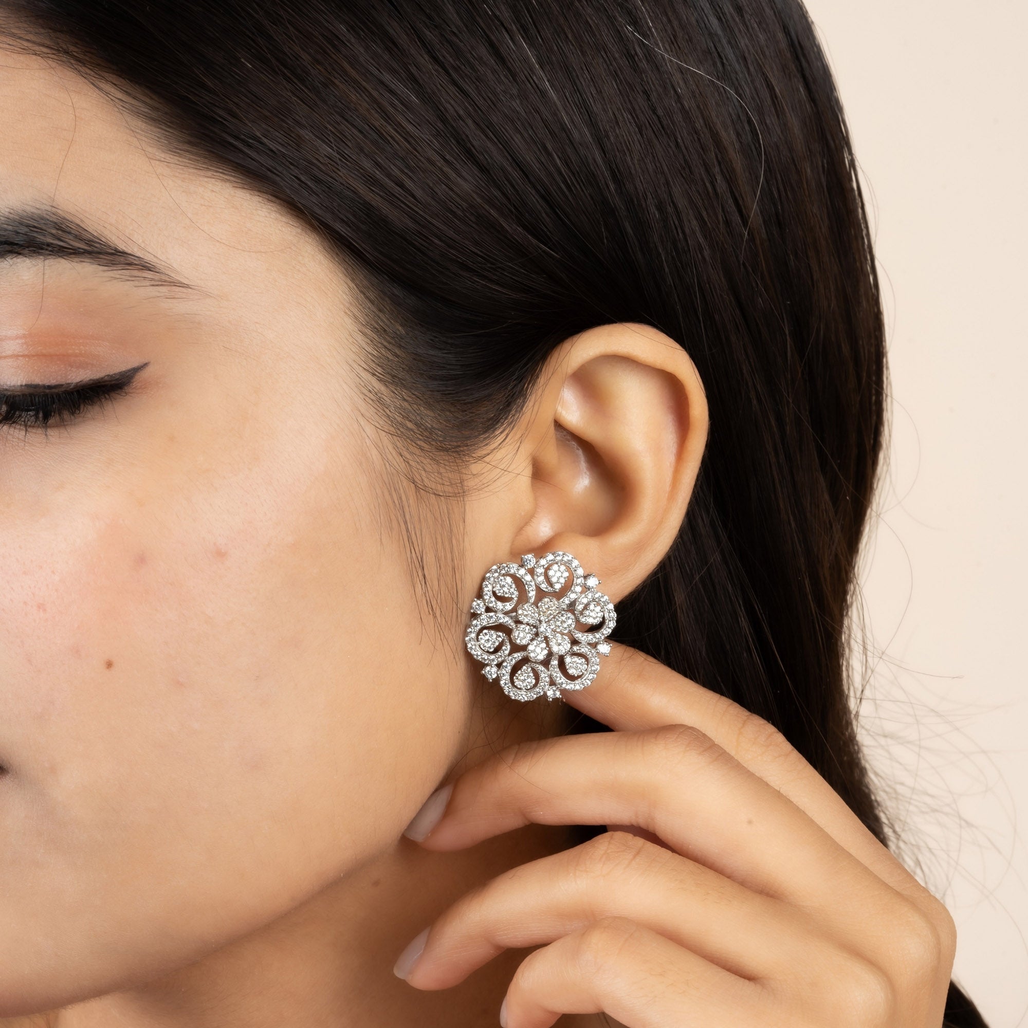 Royal Bloom Floral Stud Earrings