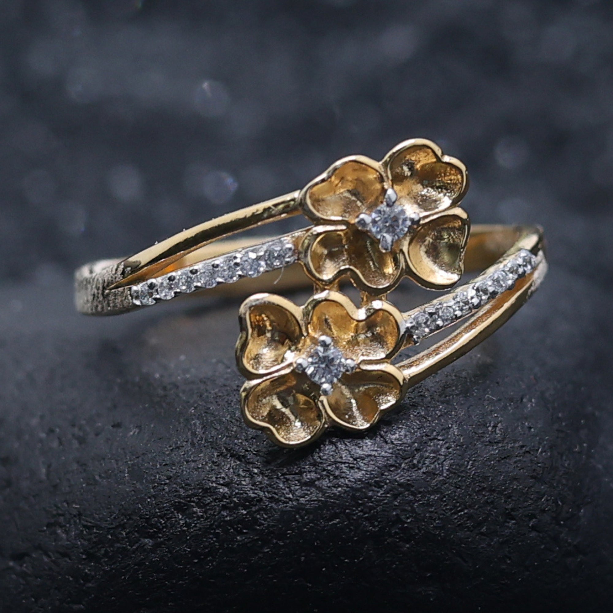 Dual Floral Open Style Ring