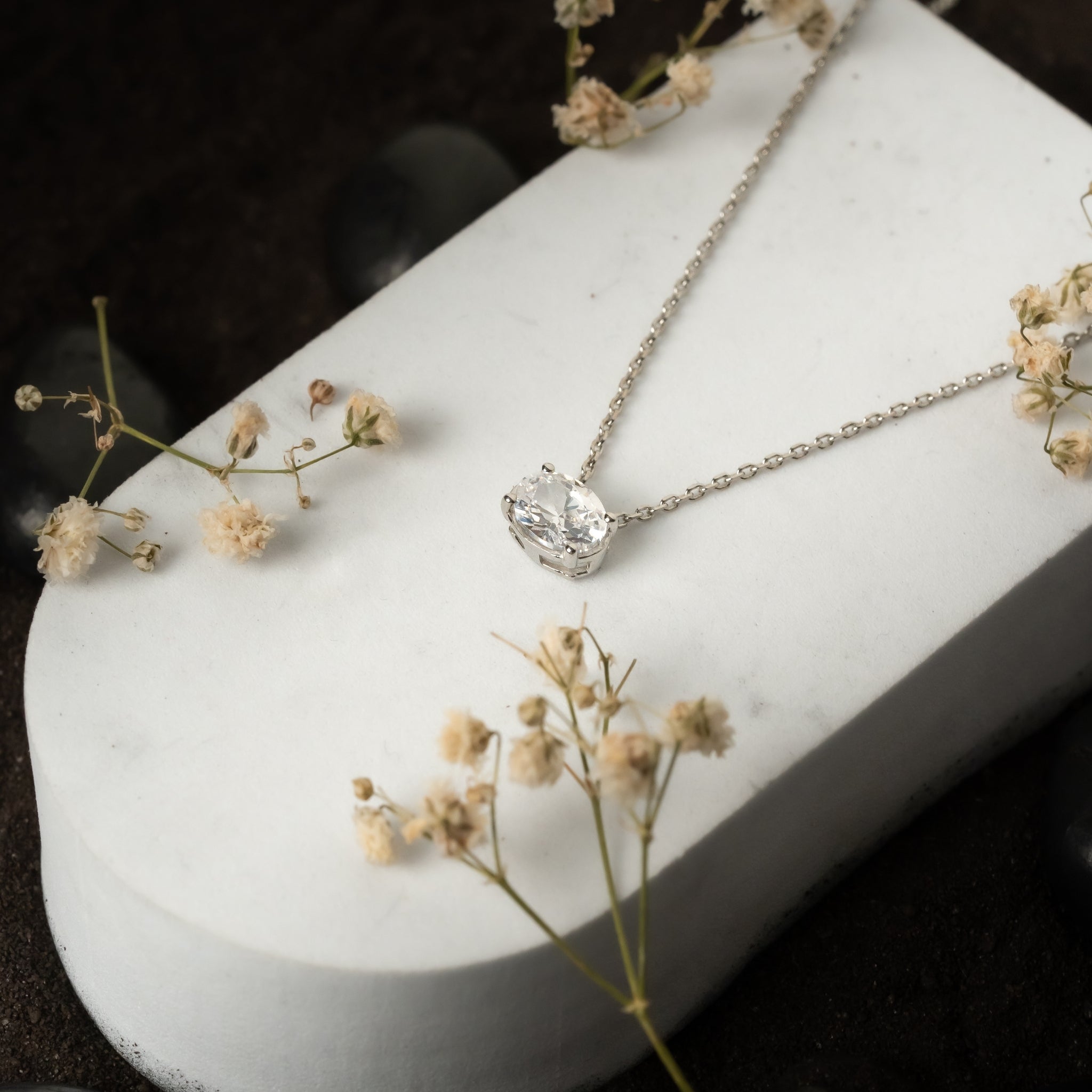 Sterling Silver Spark Solitaire Pendant