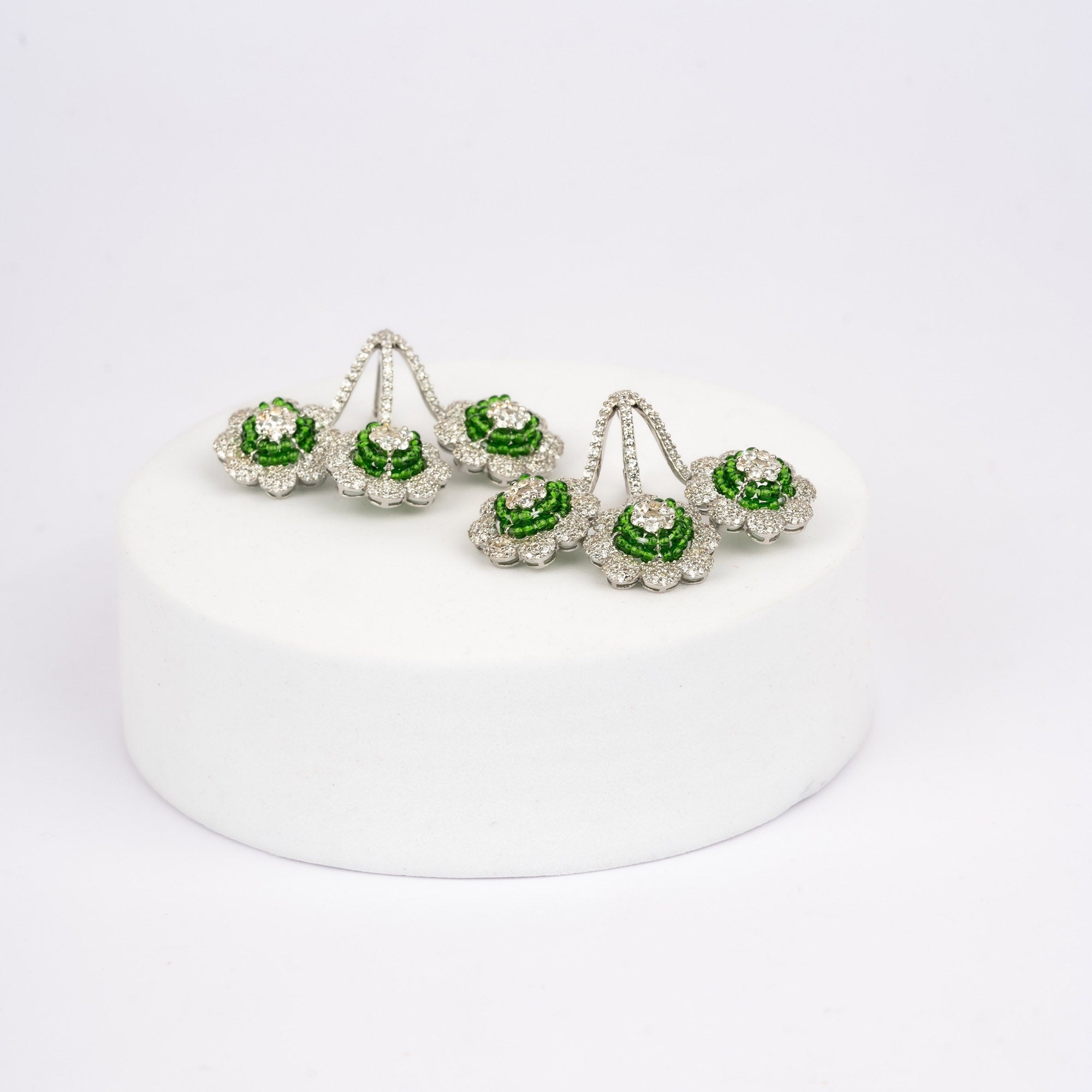 Triple Floral Drop Earrings