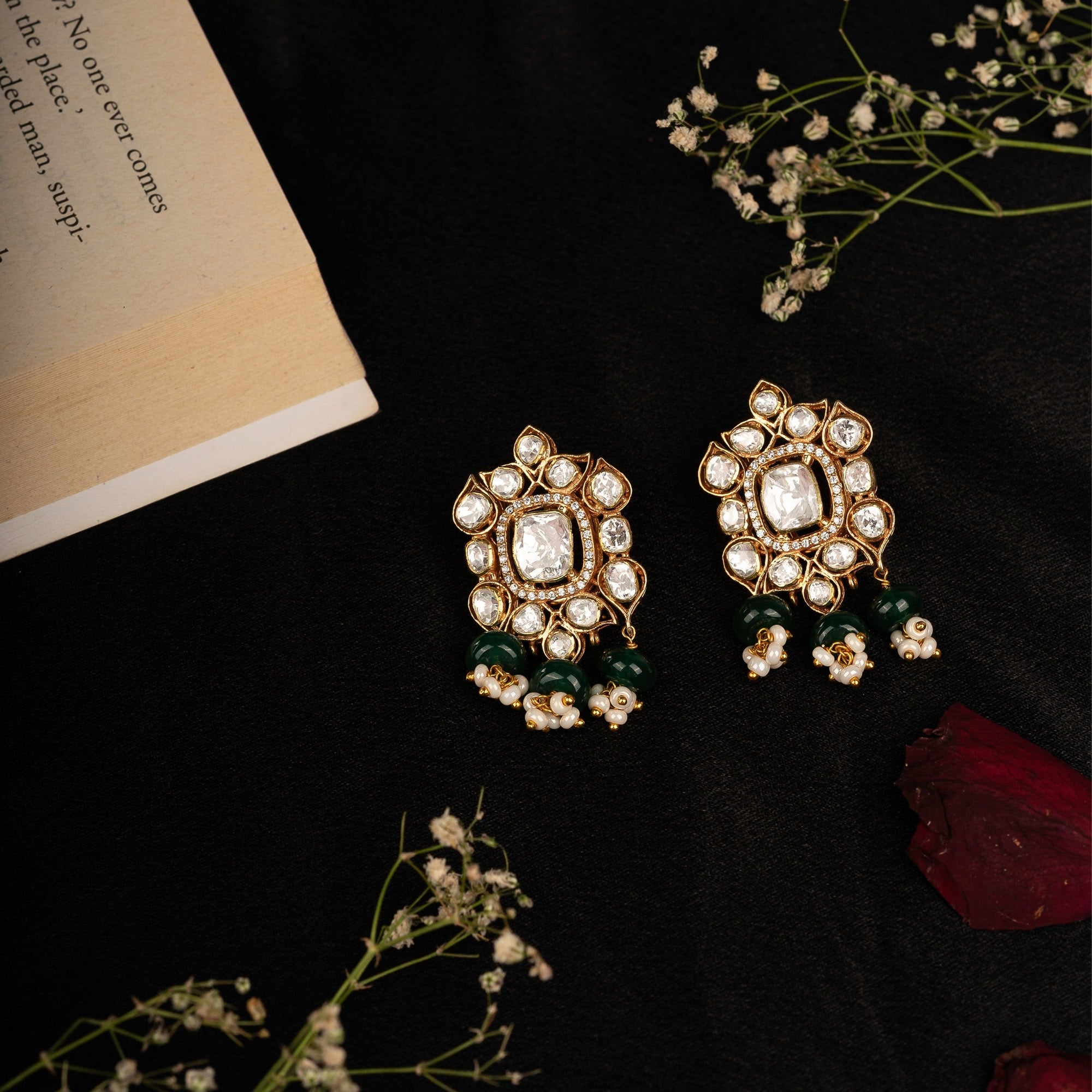 Polki Elegance Drop Earrings