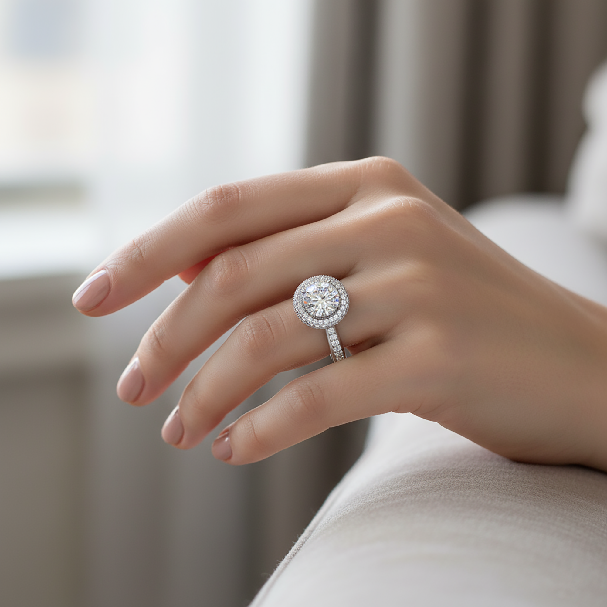 American Diamond Double Halo Ring