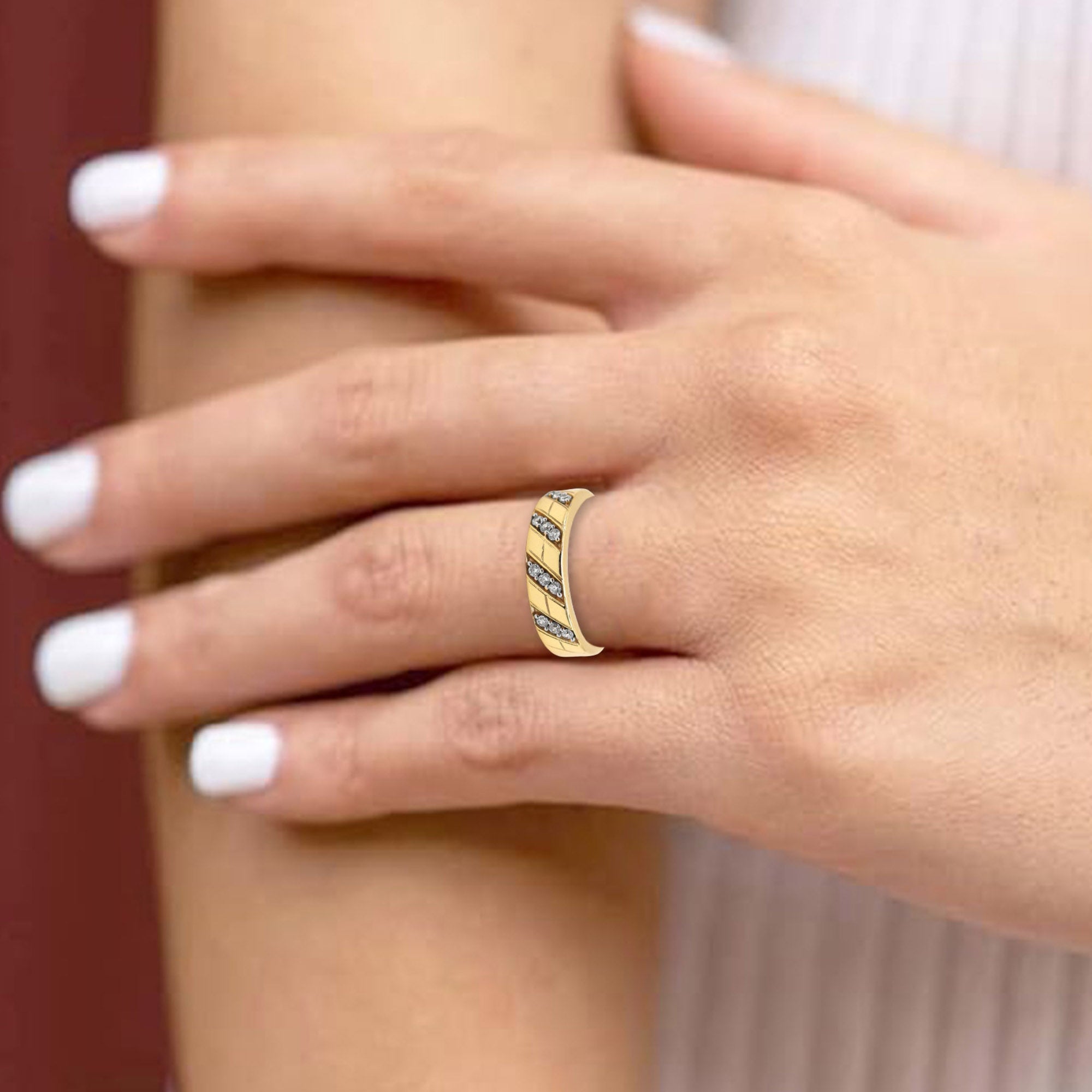 Gold Plated Diagonal Stripe Band