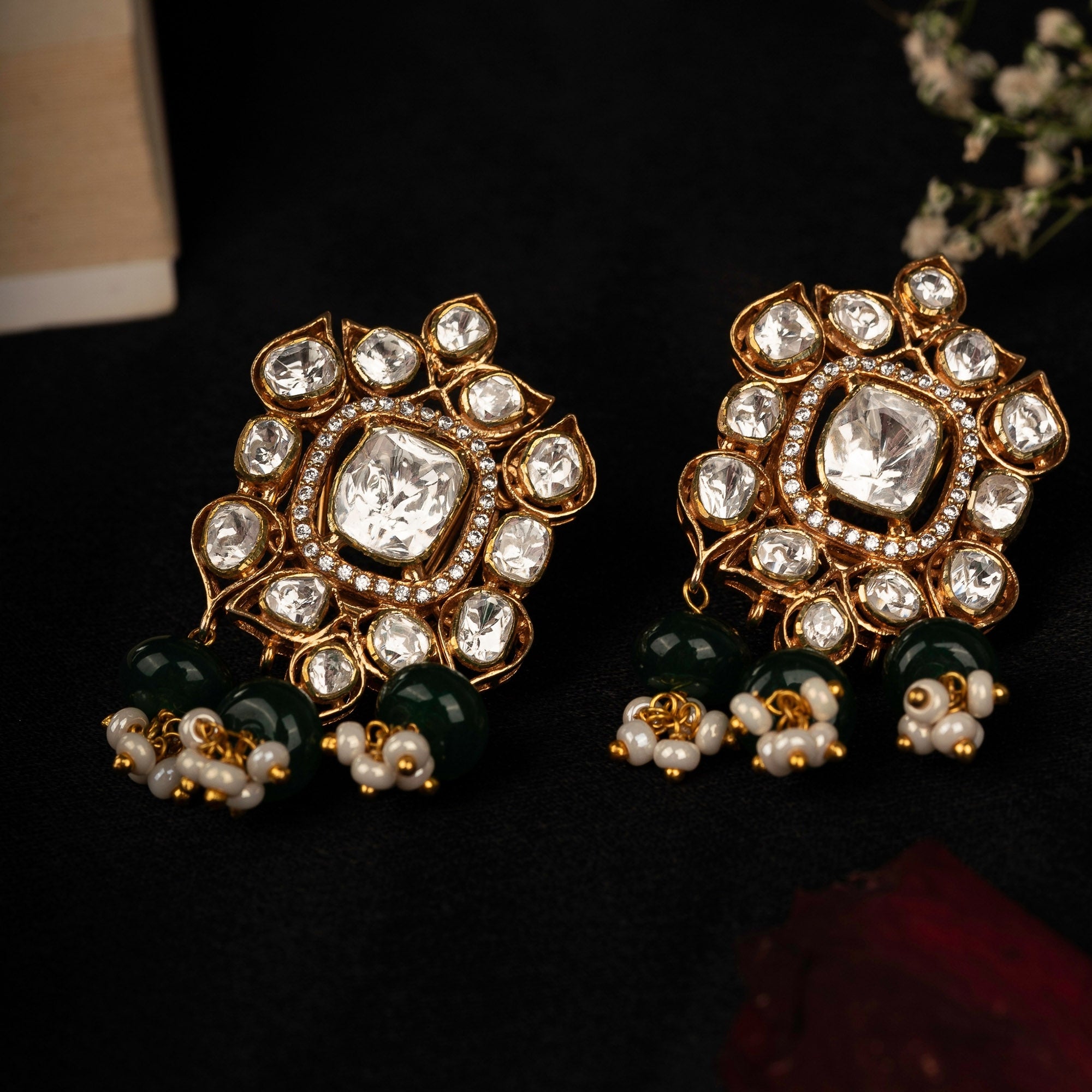 Polki Elegance Drop Earrings