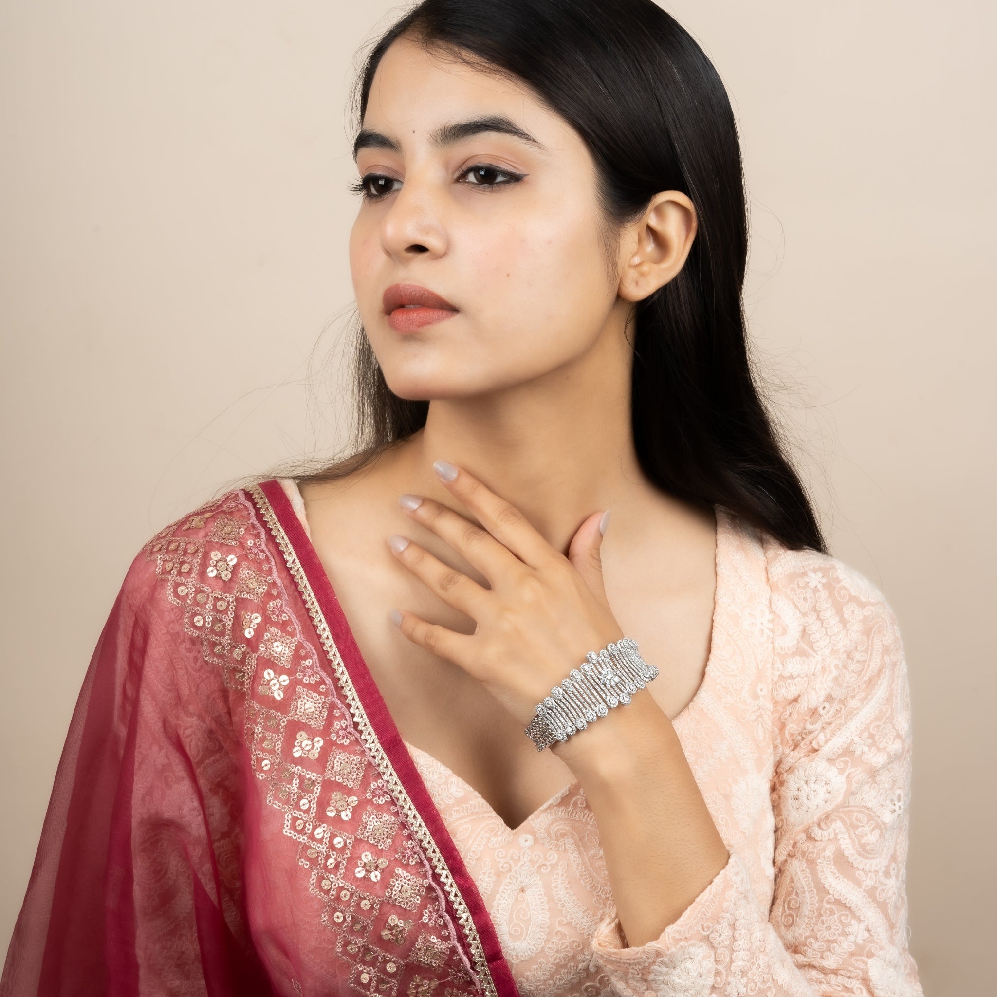 American Diamond Floral Bracelet