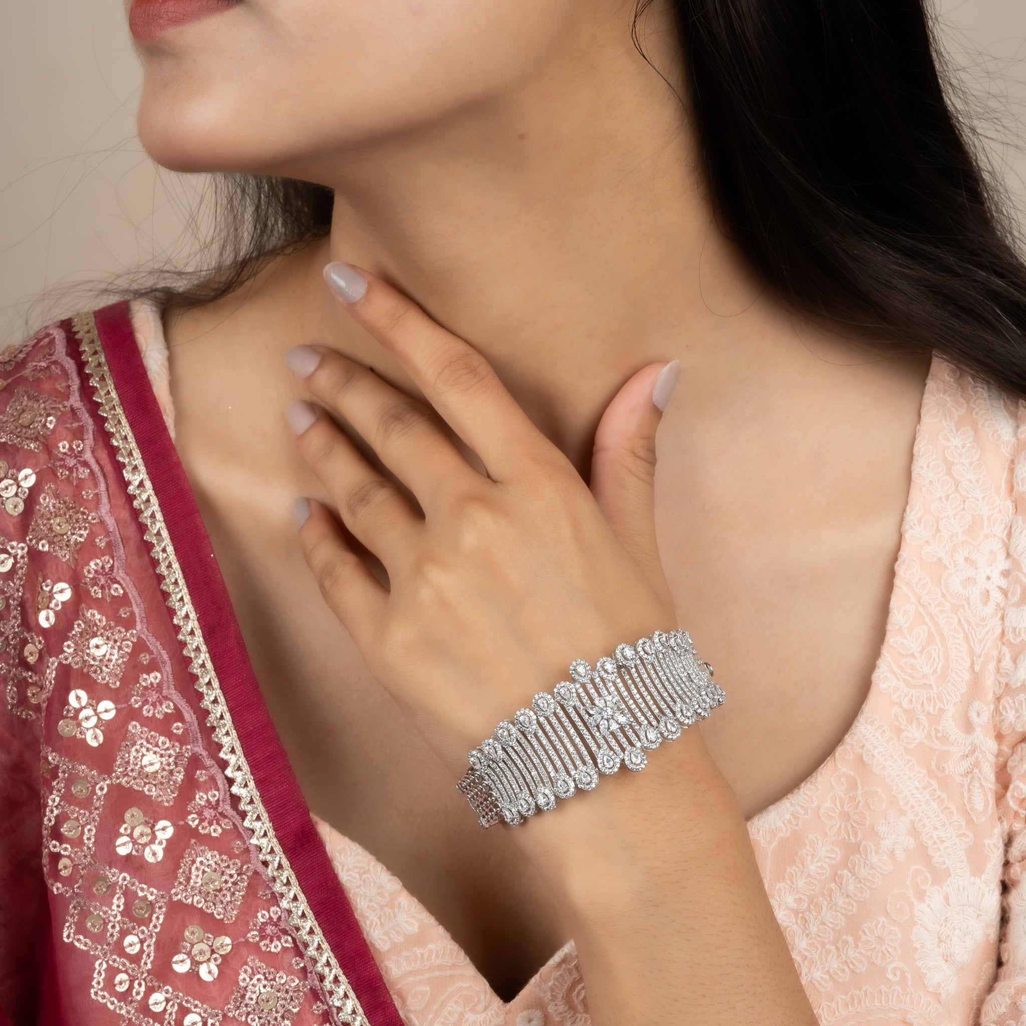 American Diamond Floral Bracelet