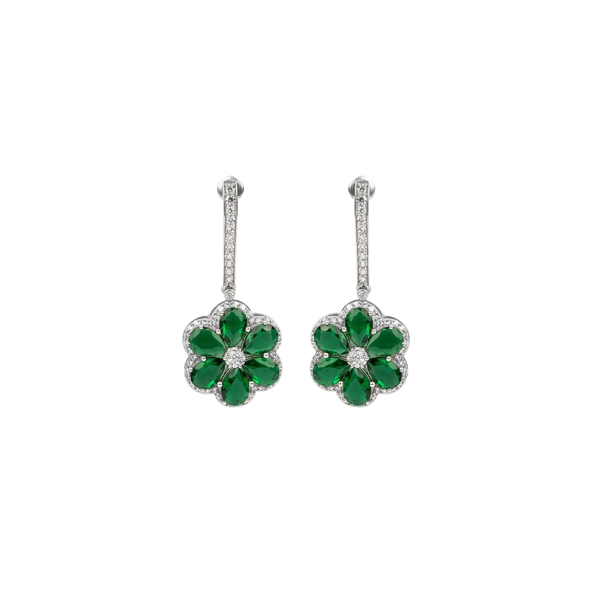 Emerald Green Floral Earring