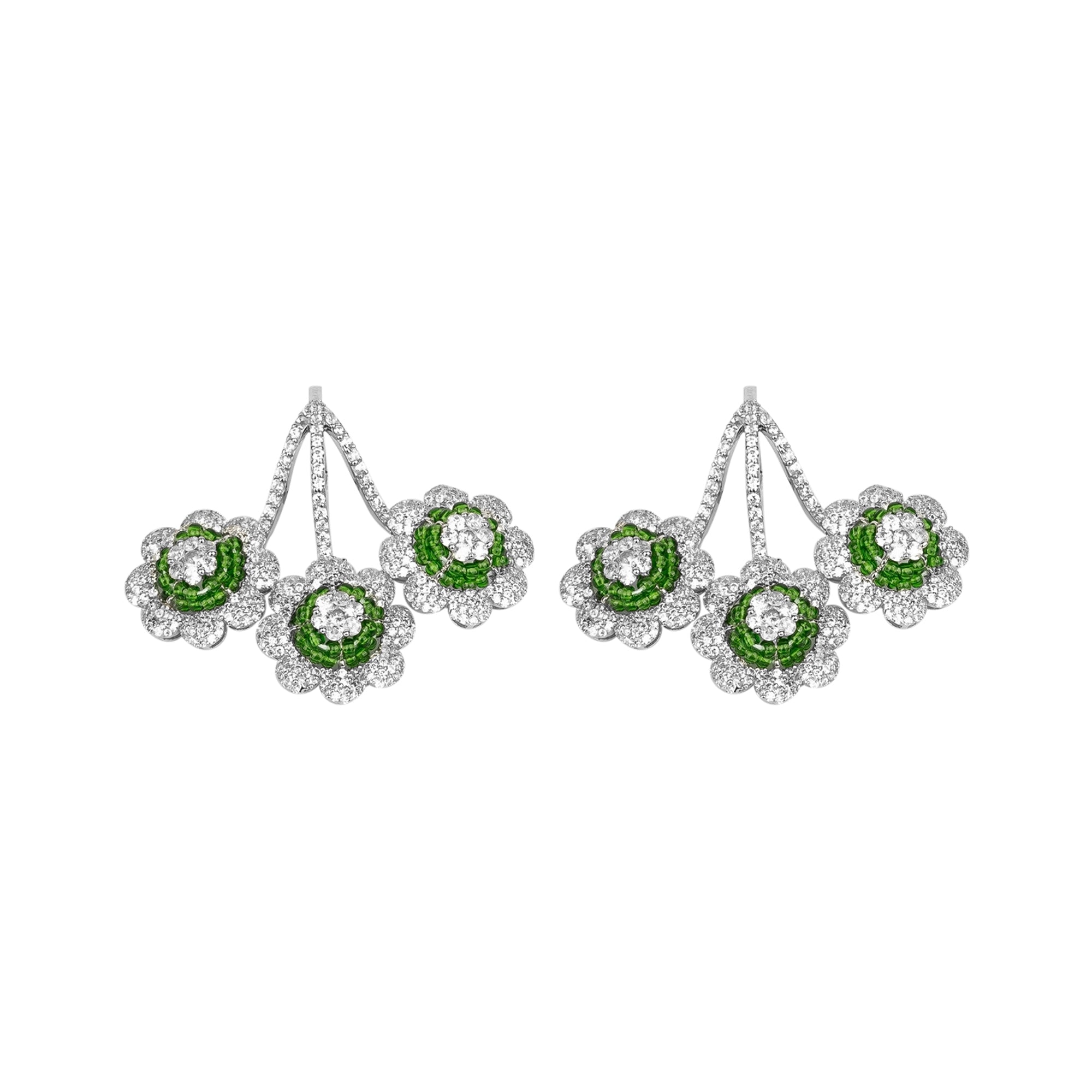 Triple Floral Drop Earrings