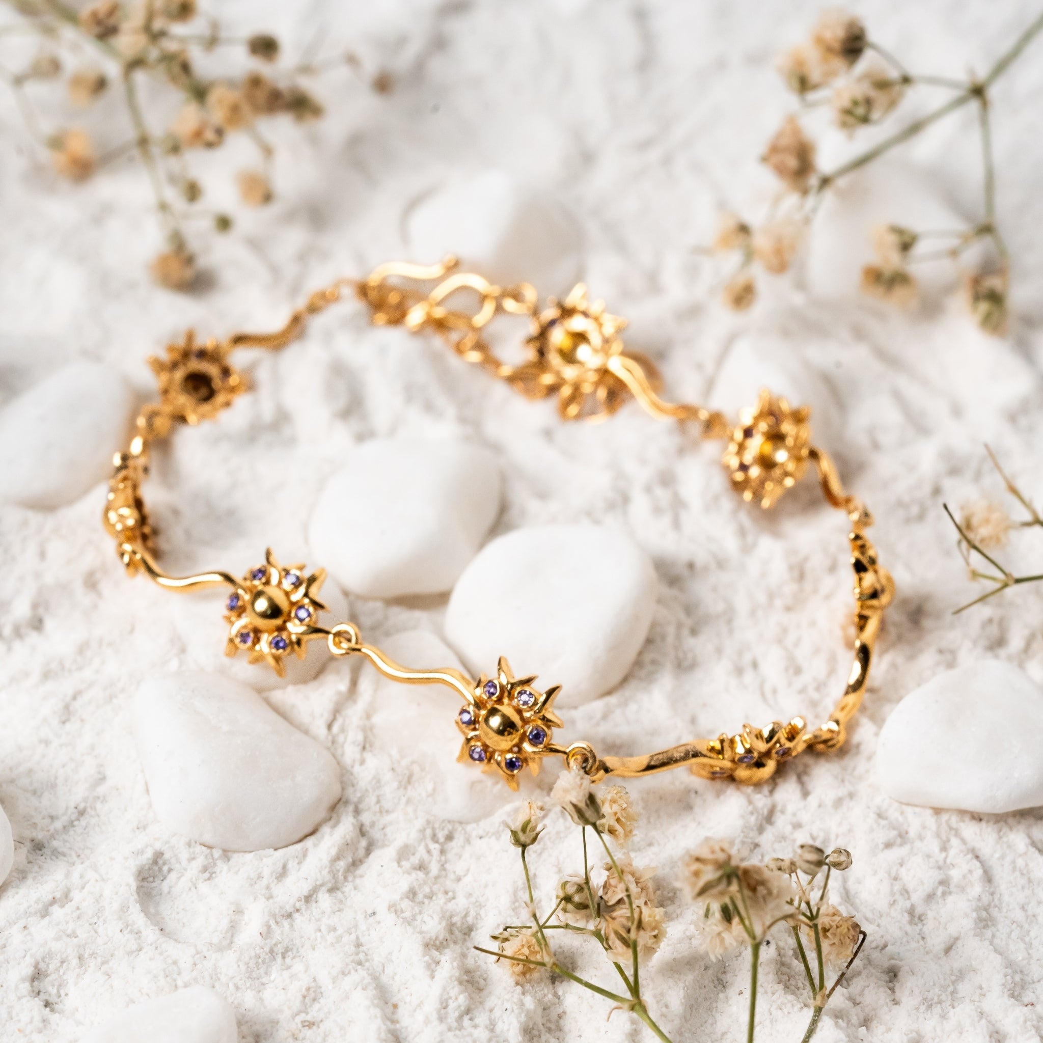 Yellow Gold Plated Amethyst Bracelet