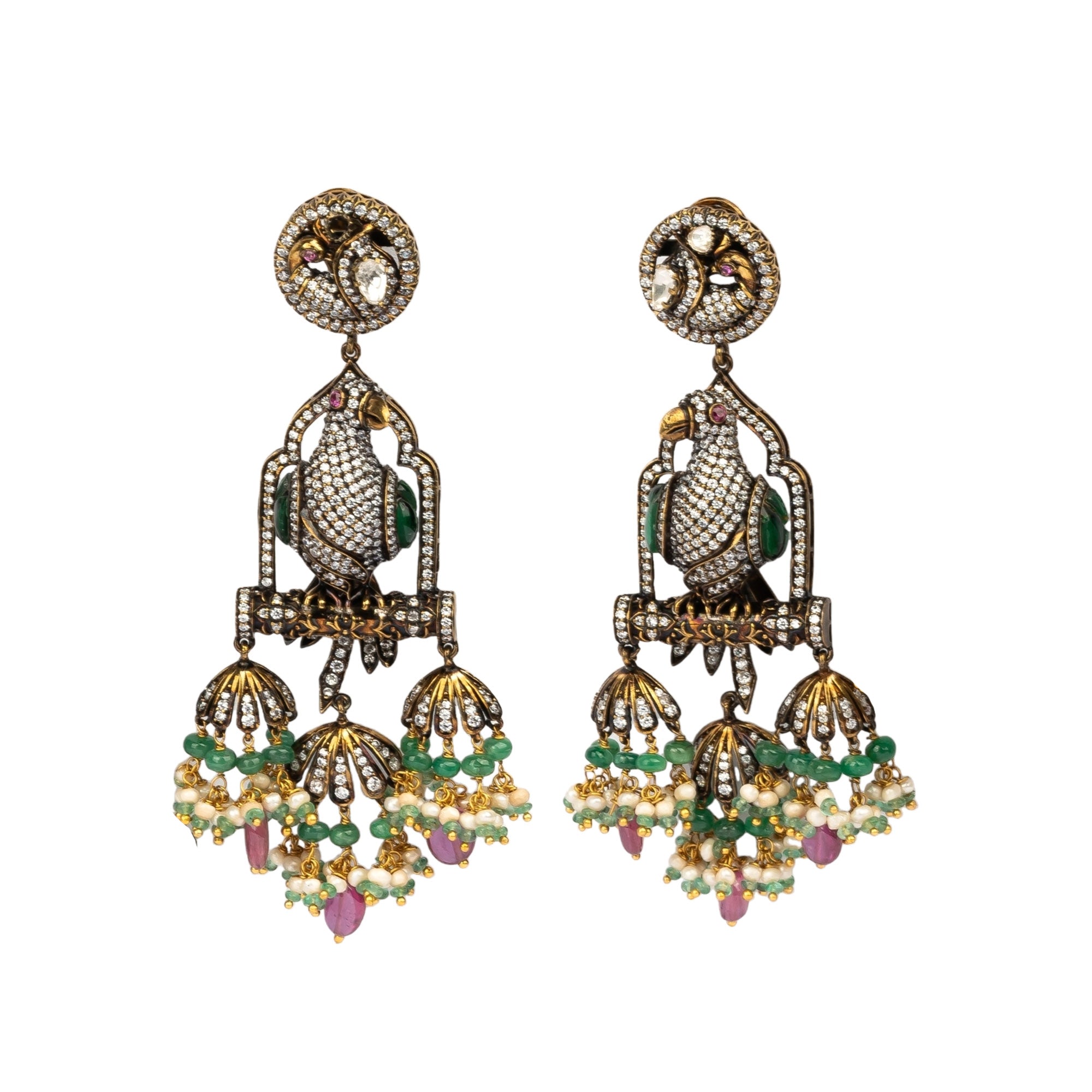 Antique Gold plated dangle earring