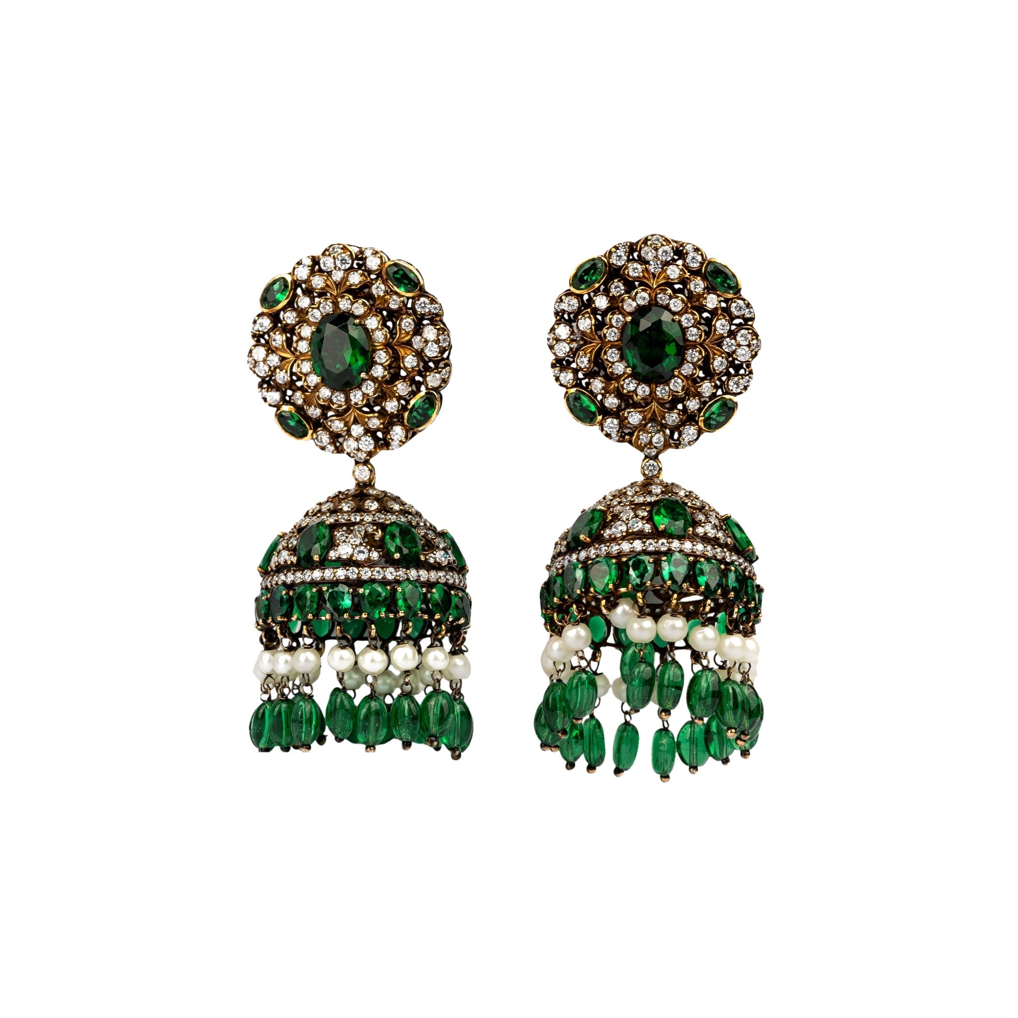 Emerald Necklace Set with Jhumka Earrings