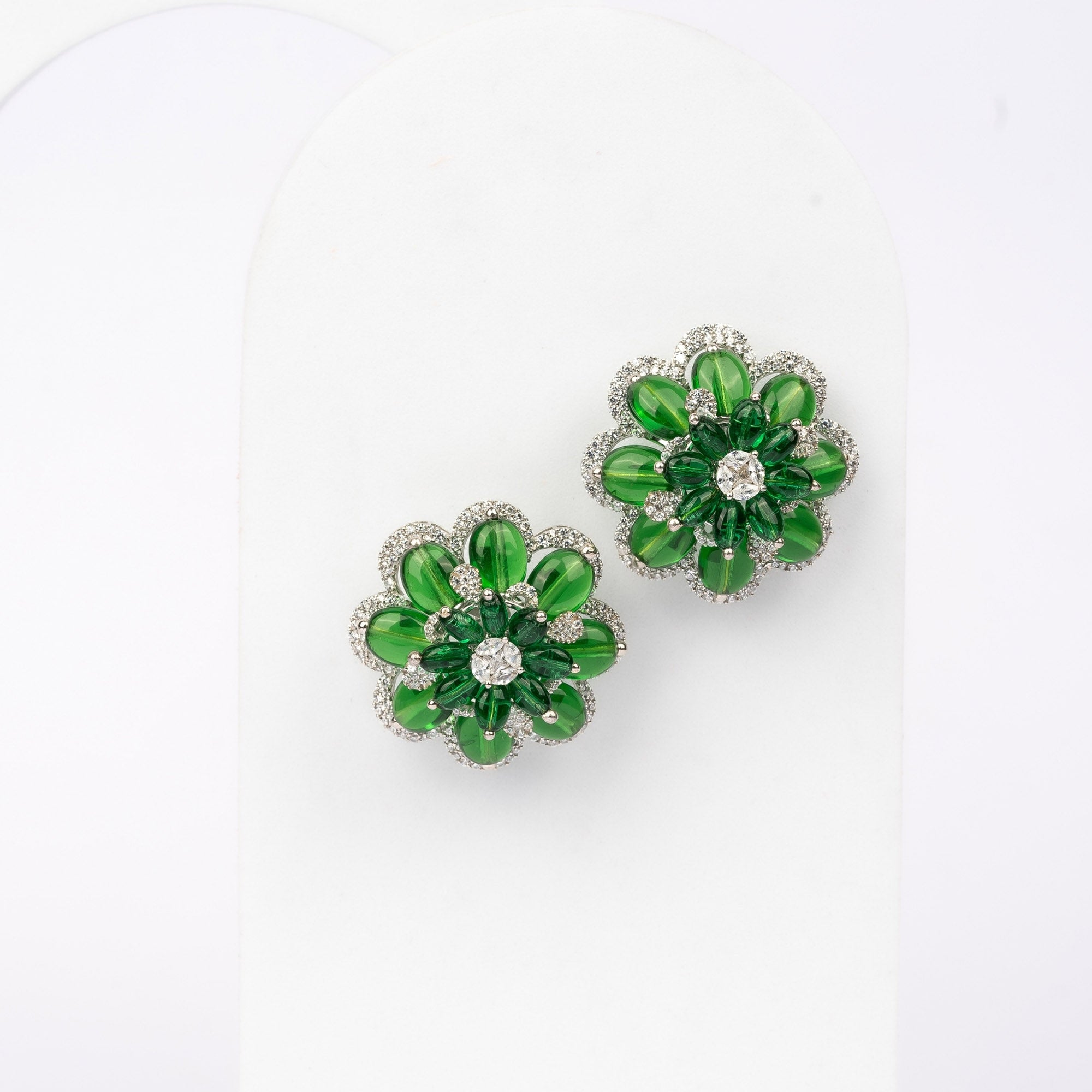 Radiant Green Flower Earring