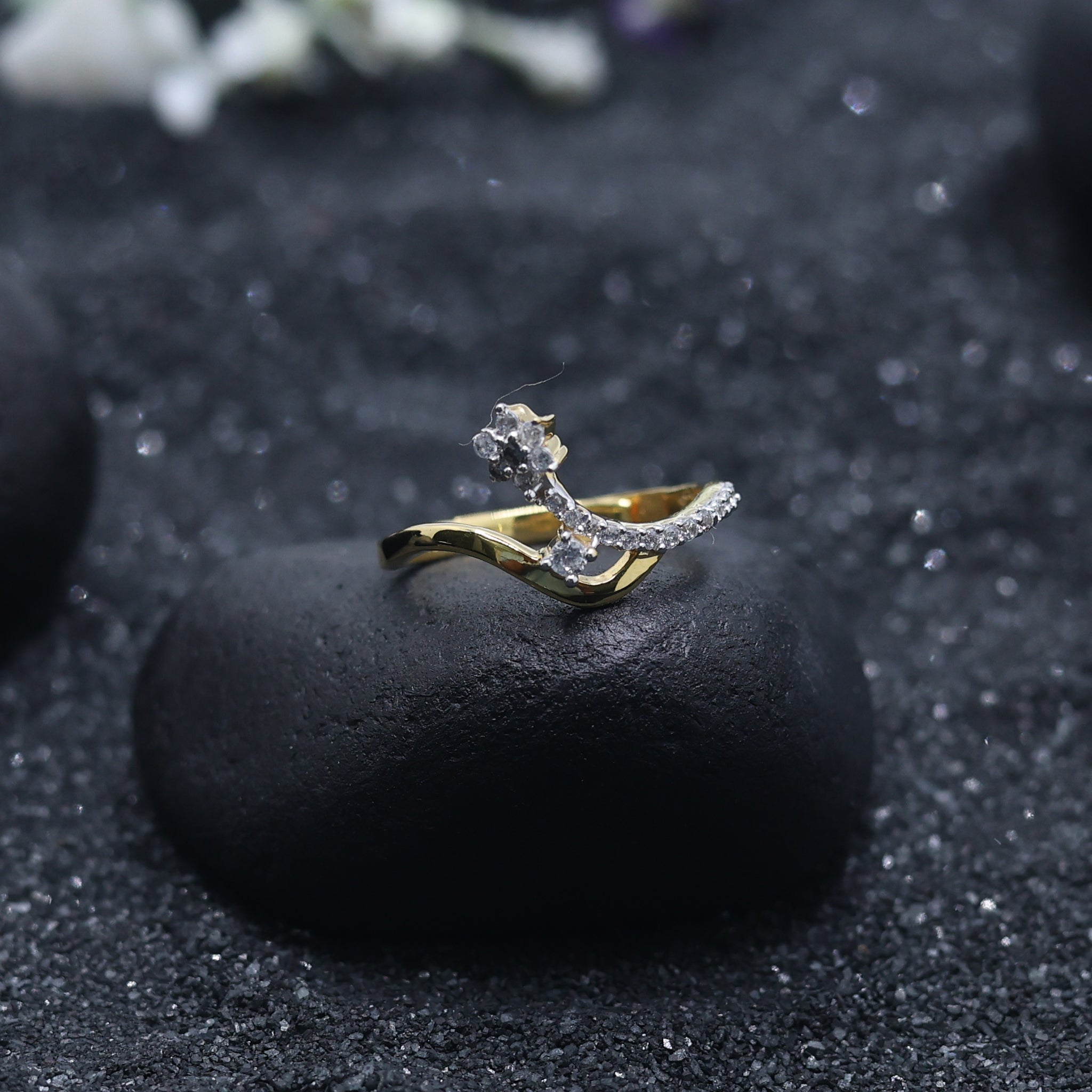Silver Yellow Gold Adjustable Open End Twist Floral Exquisite Ring for Women