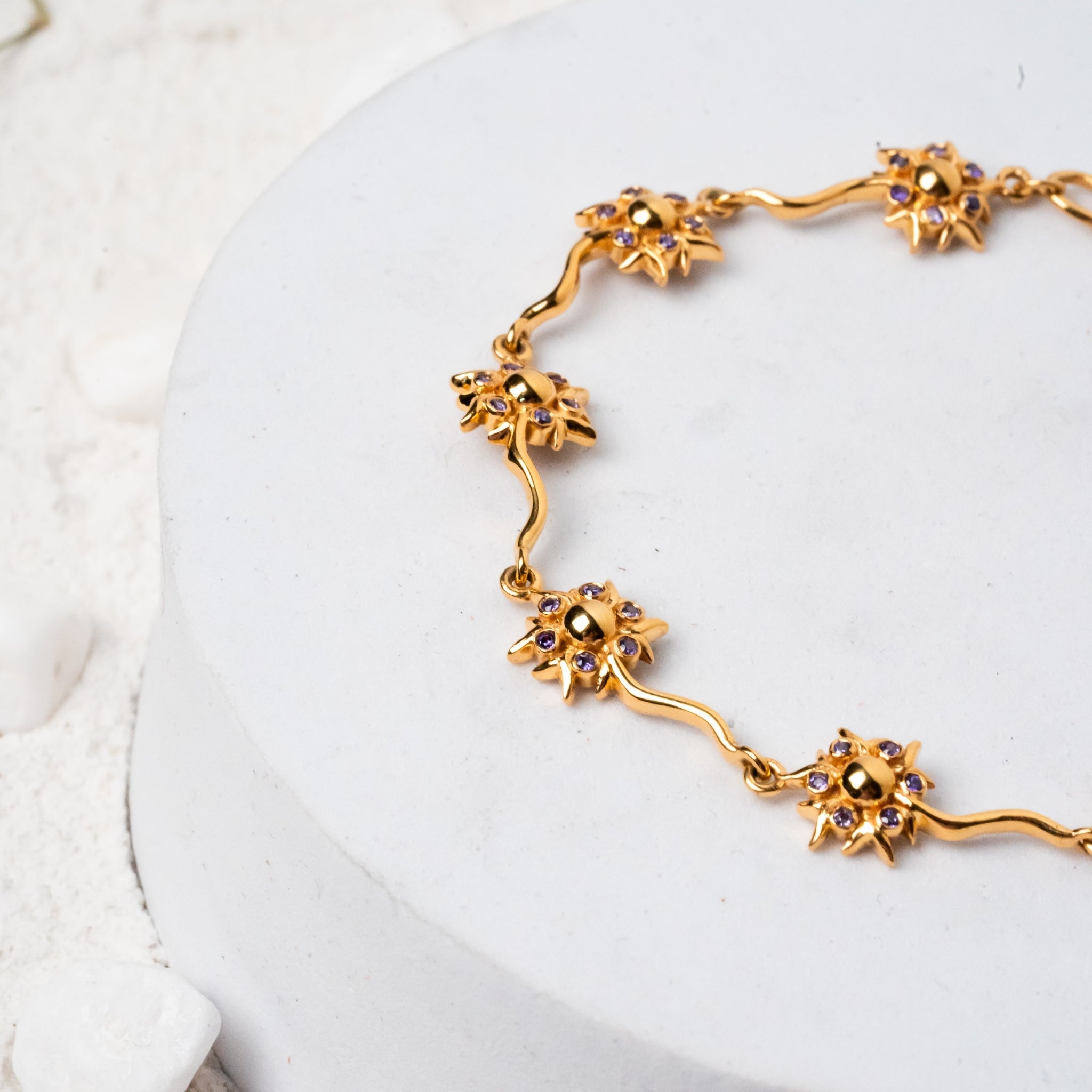 Yellow Gold Plated Amethyst Bracelet