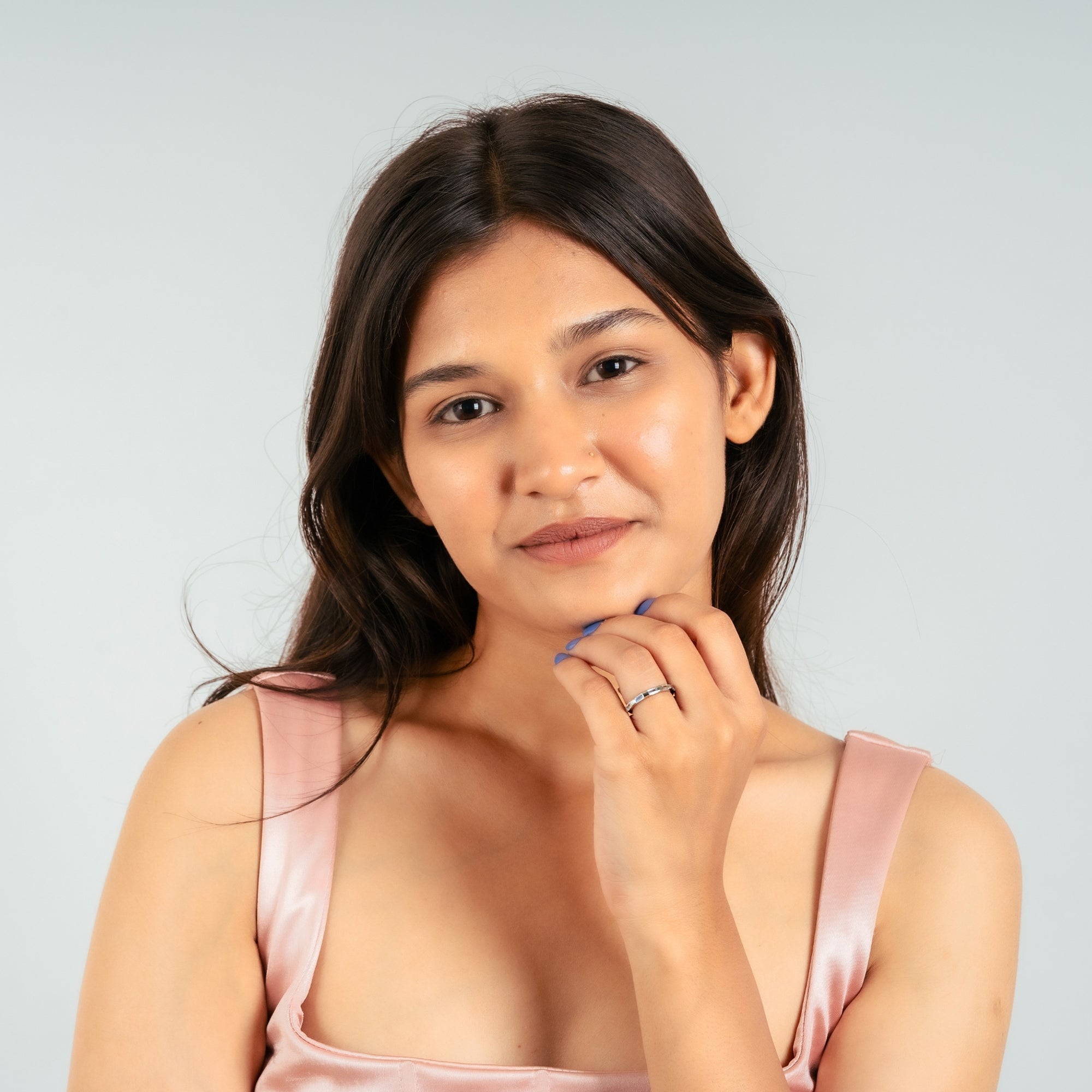 Baguette Cut Open Shank Silver Band