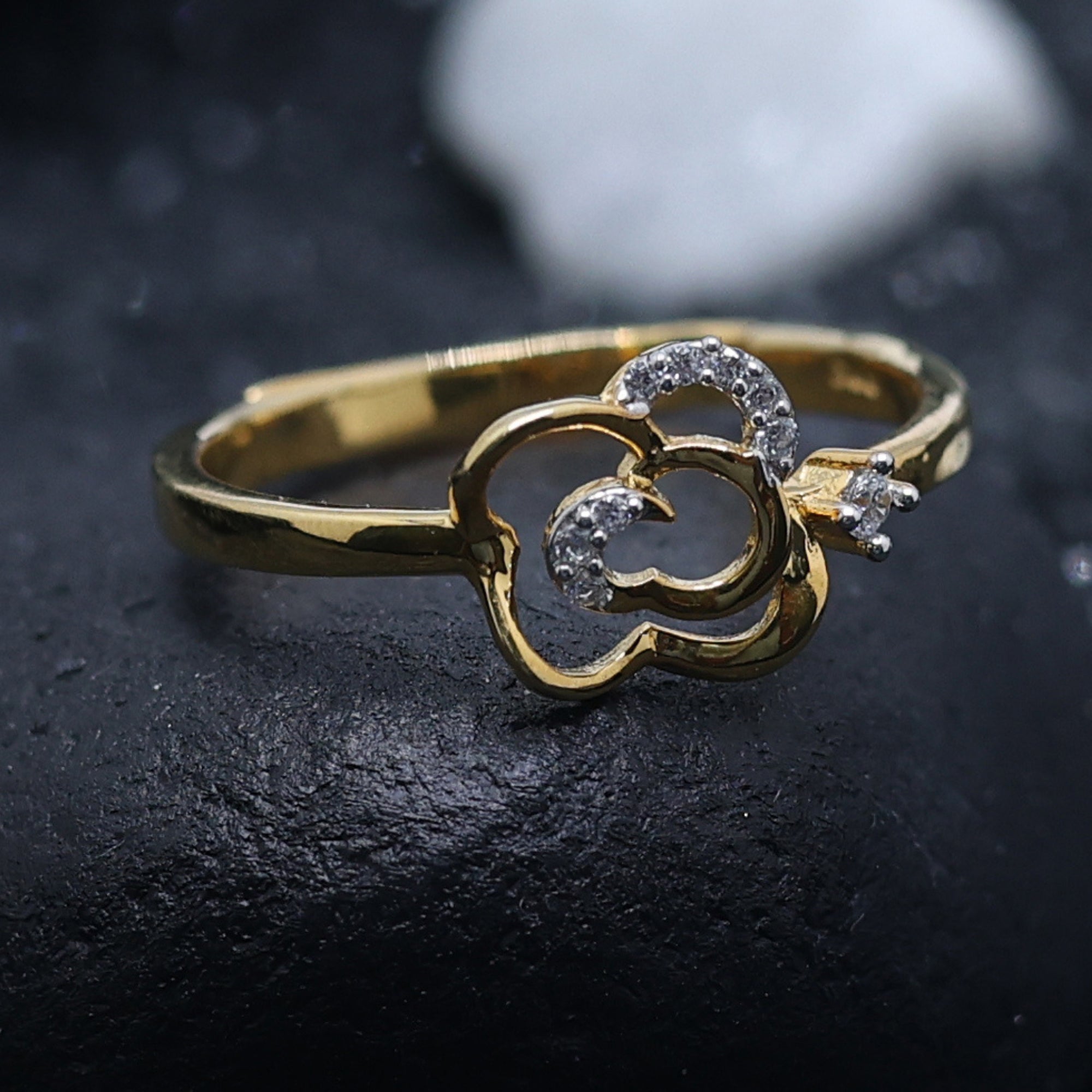 Open Floral Clover Diamond Ring