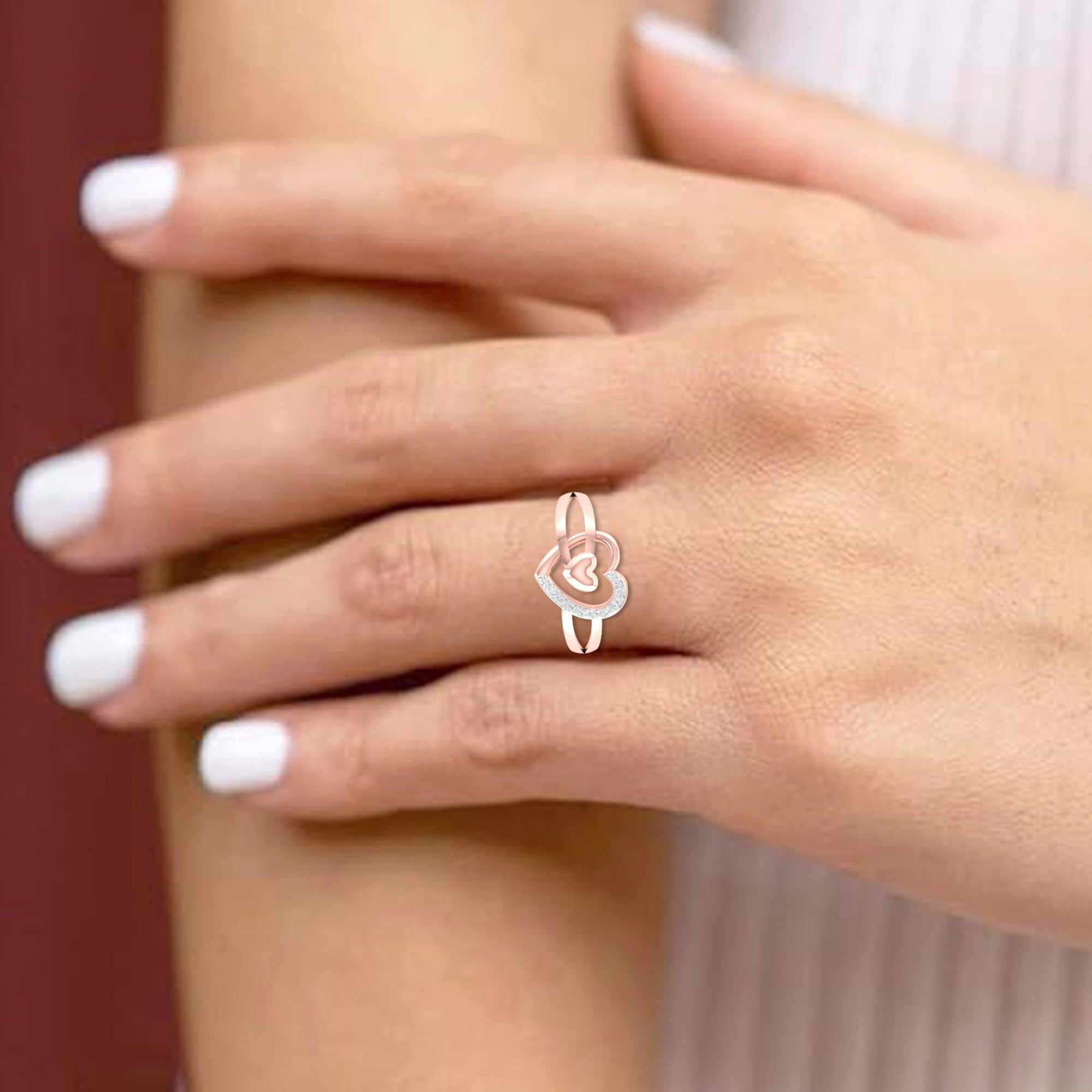 Overlapping Rose Gold Heart Ring