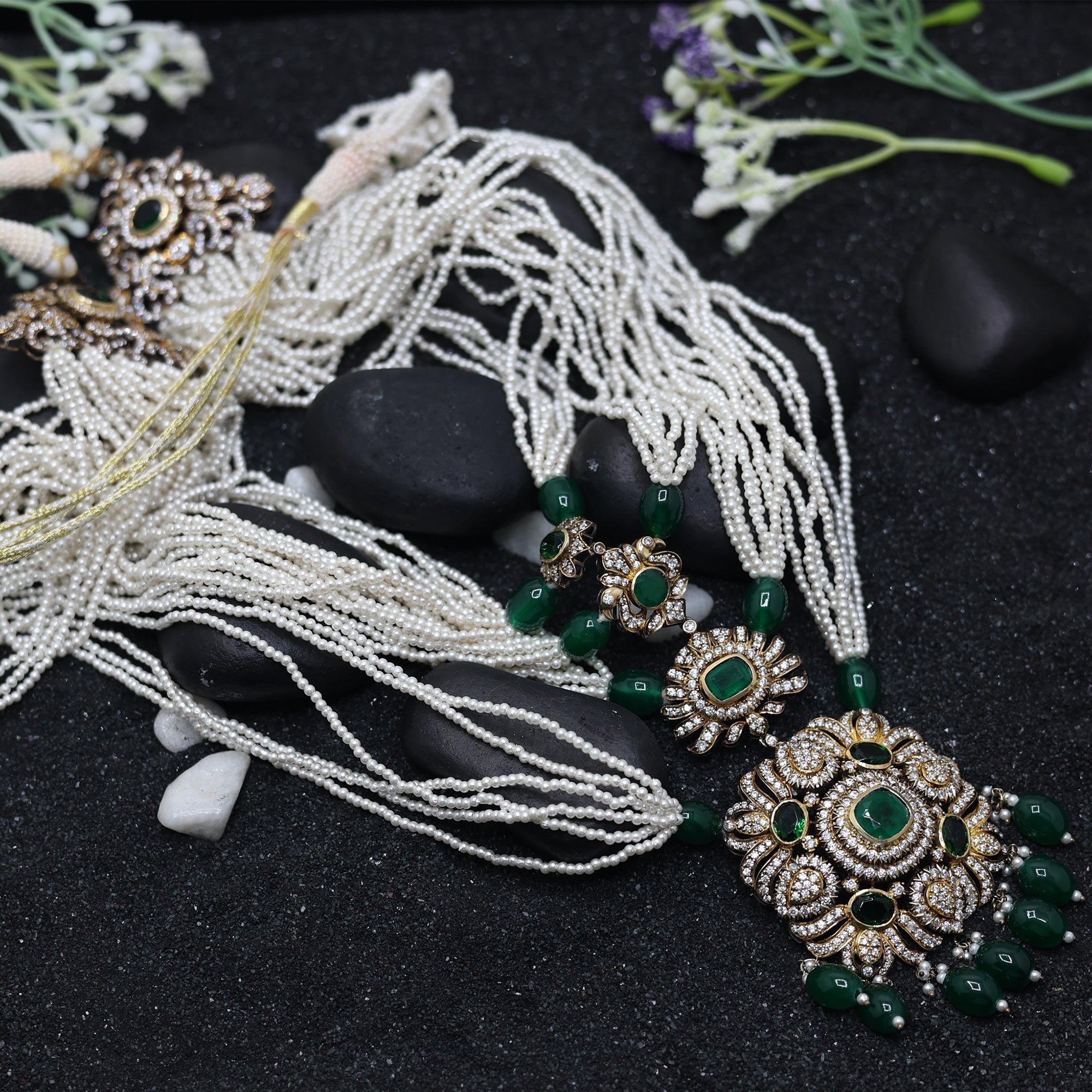 Vintage Inspired Antique Emerald Necklace