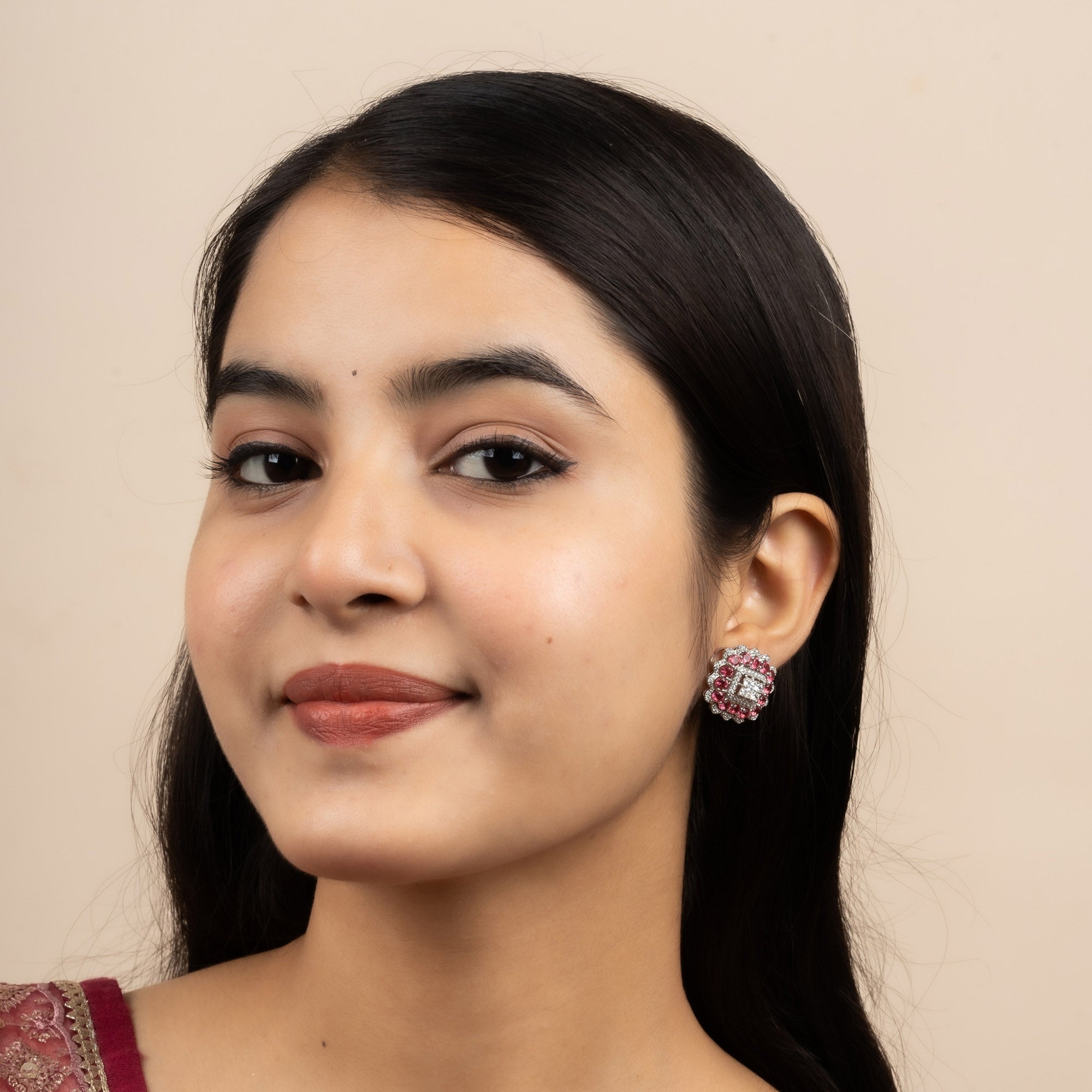 Rani Gulab Ruby Stud Earring