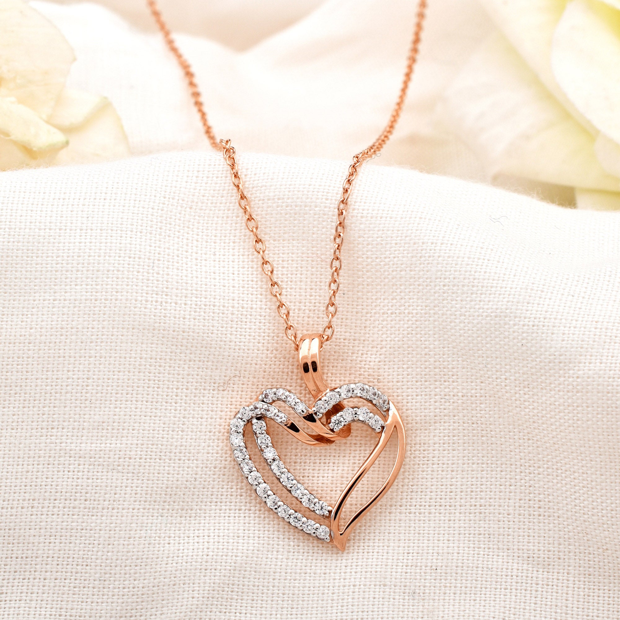 Twined Heart Rose Gold Pendant