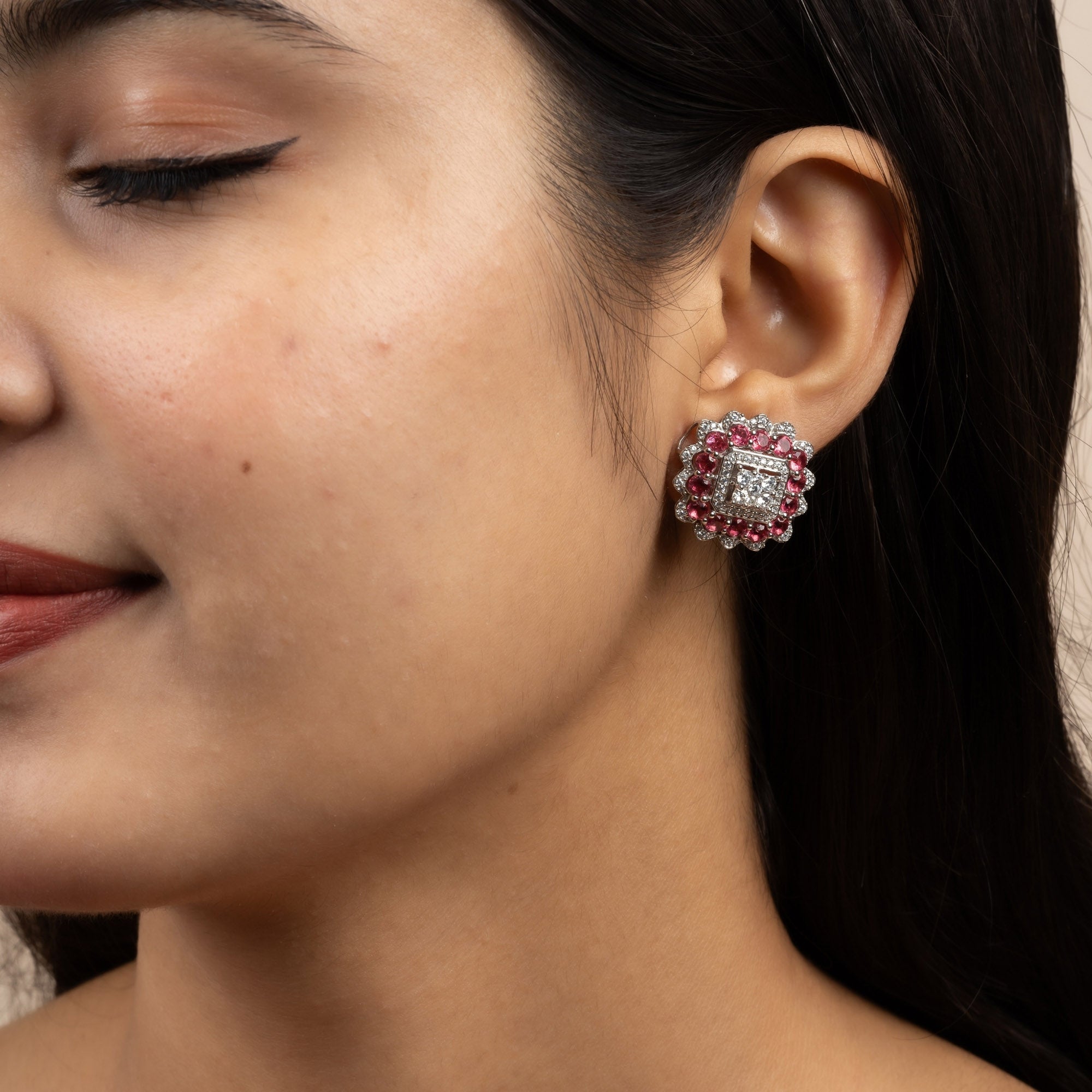 Rani Gulab Ruby Stud Earring