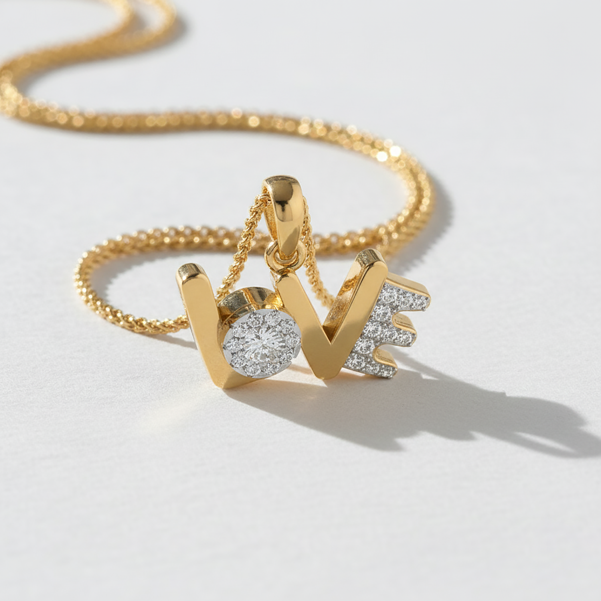 Gold Plated Love Script Pendant