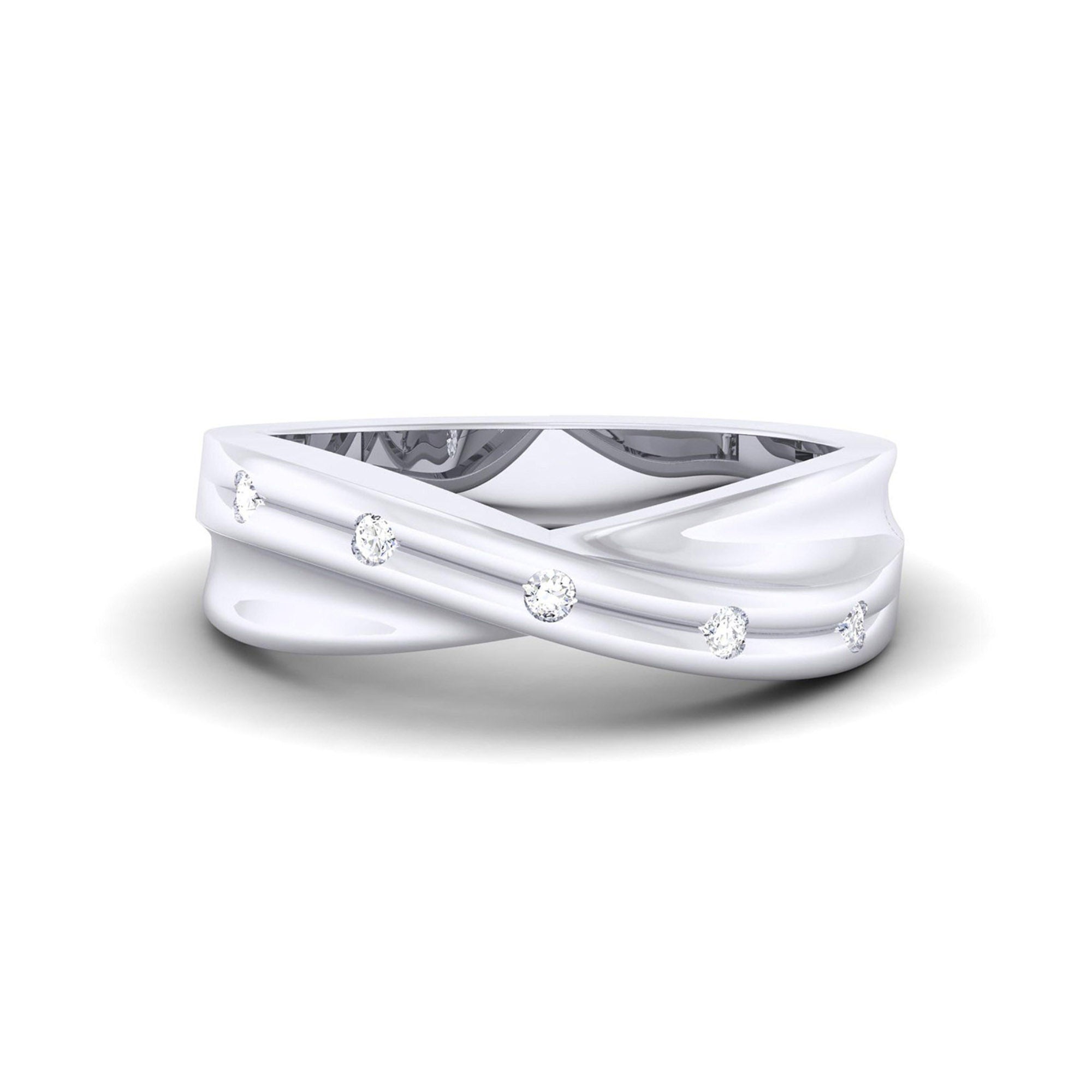 Elegant White Gold Crossover Band