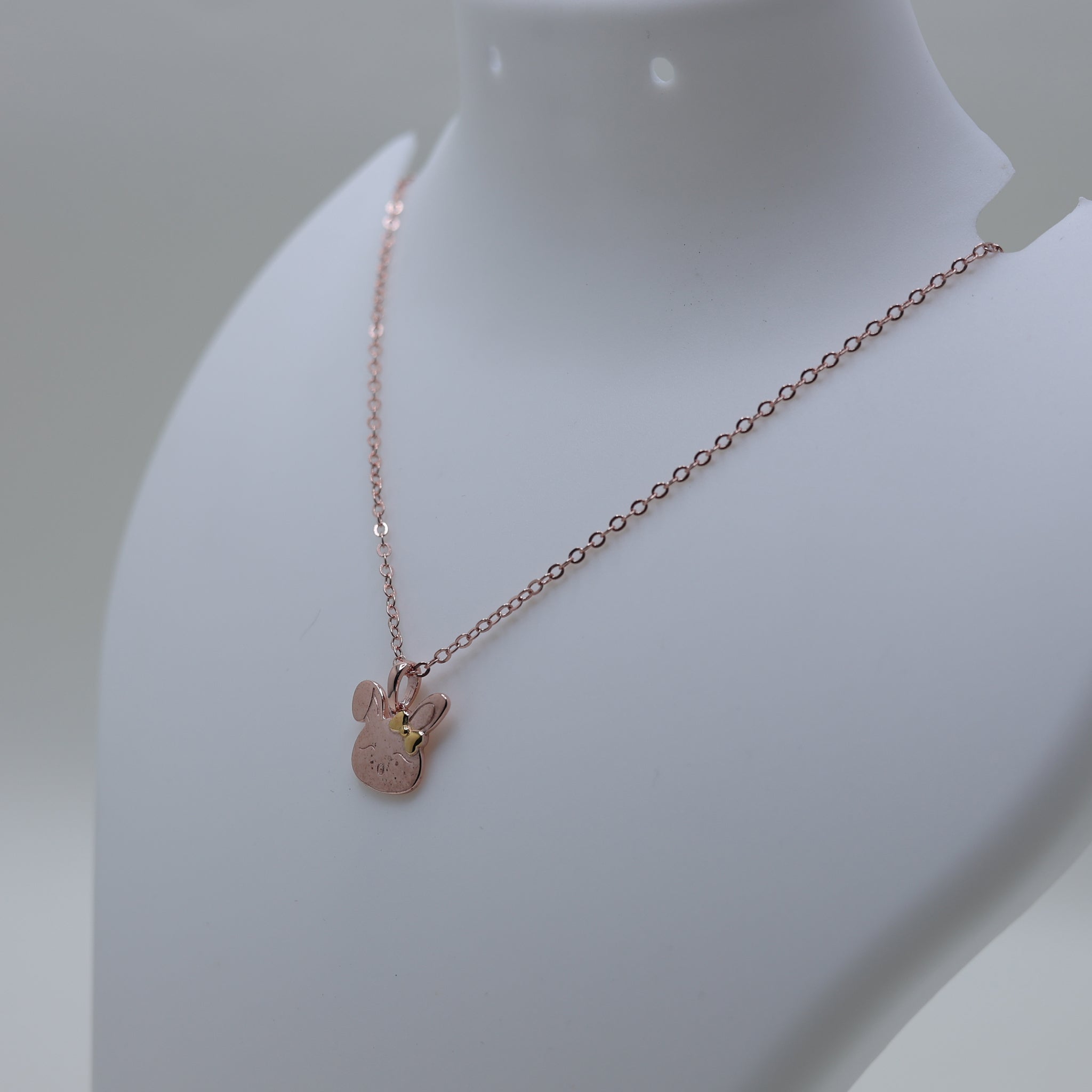 Silver Cute Cartoon Style Kawaii Bunny Rose Gold Pendant For Kids