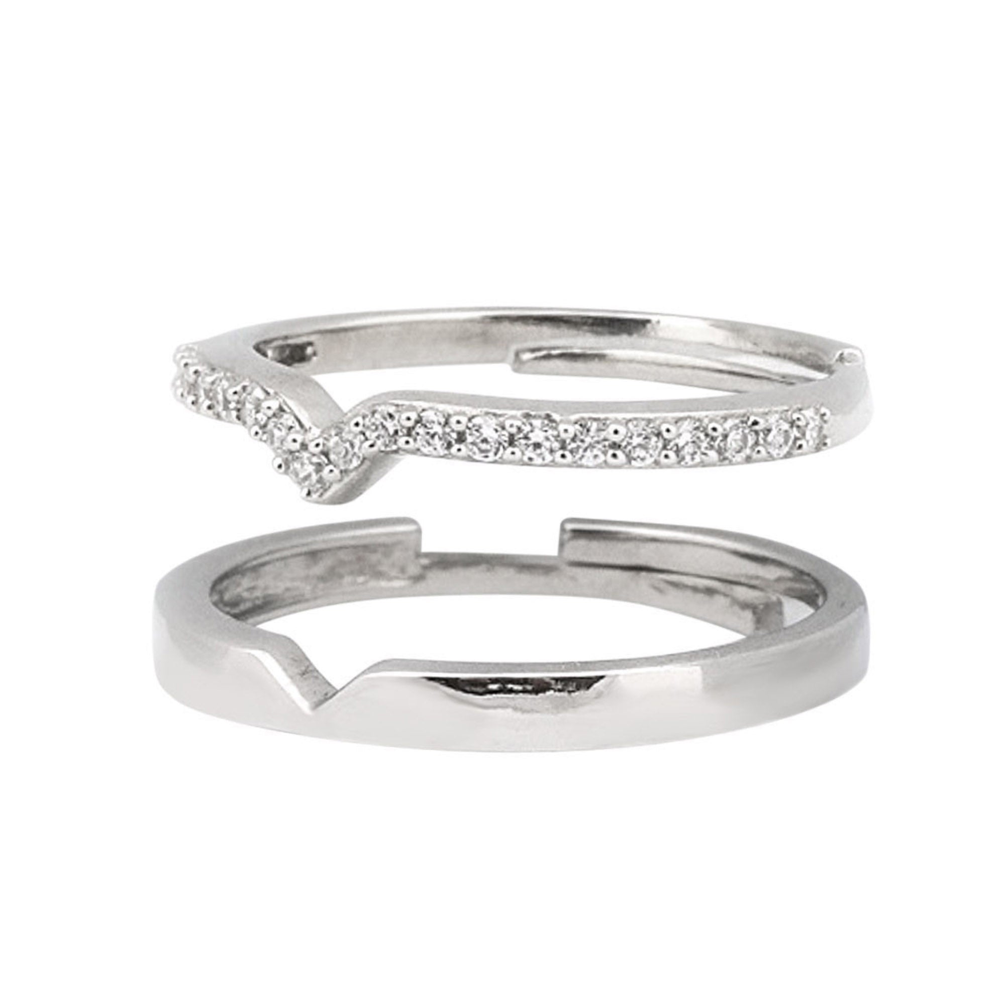 V Shaped Couple Band Ring