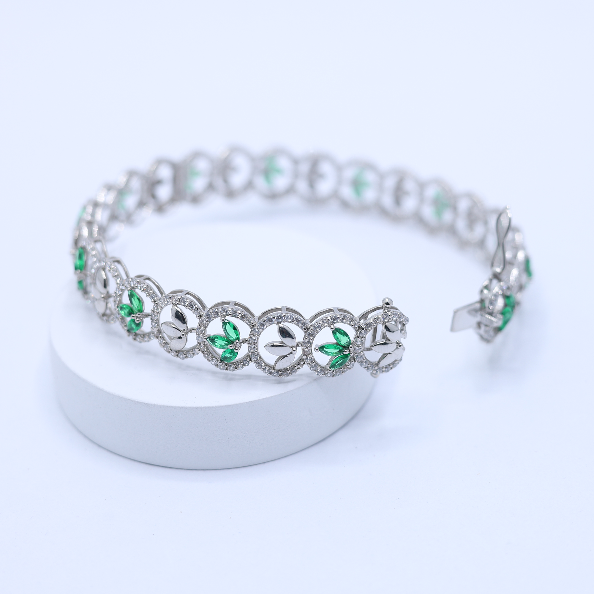 White Gold Paraiba Leaf Bracelet