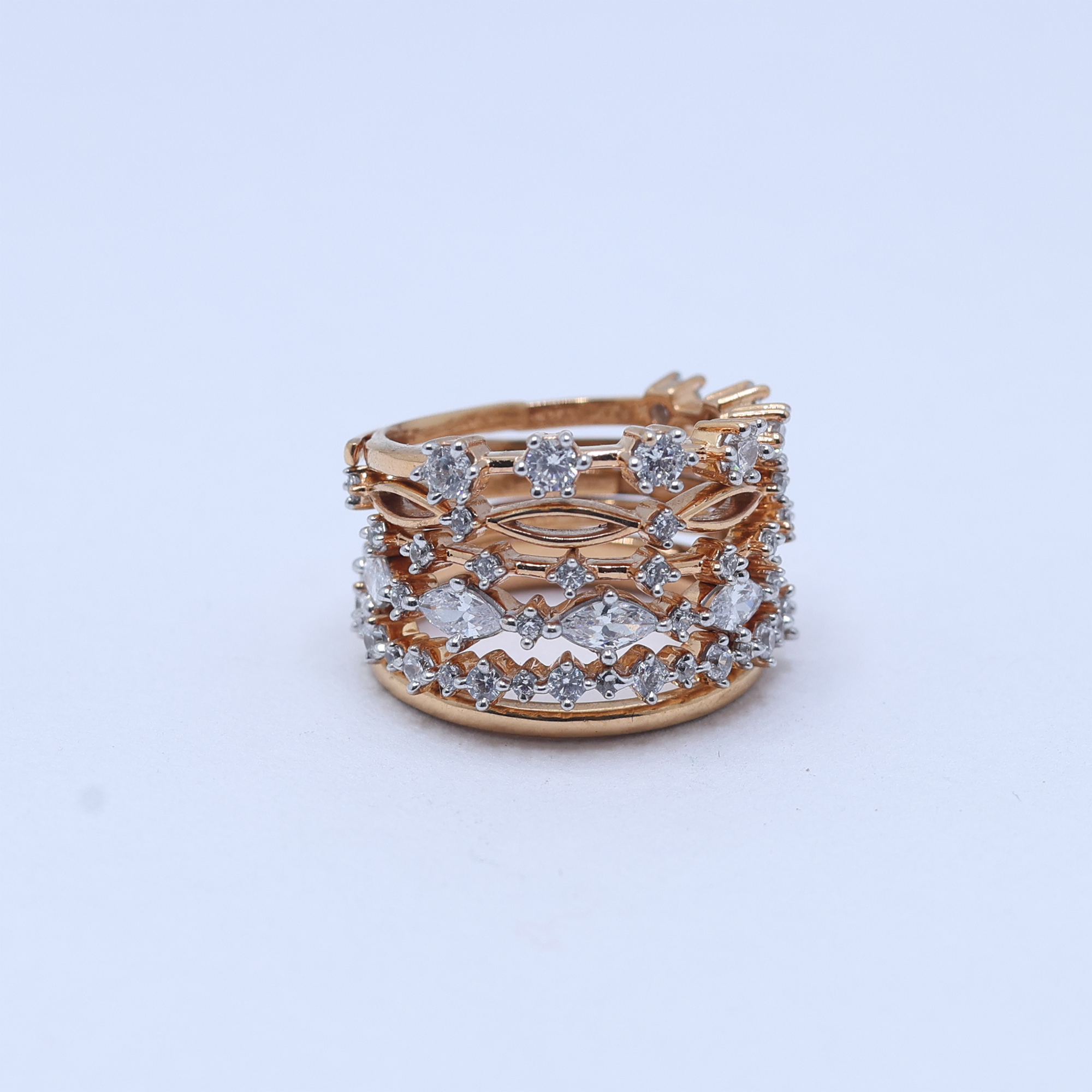 Sterling Silver Six Layer Stackable Ring for Women
