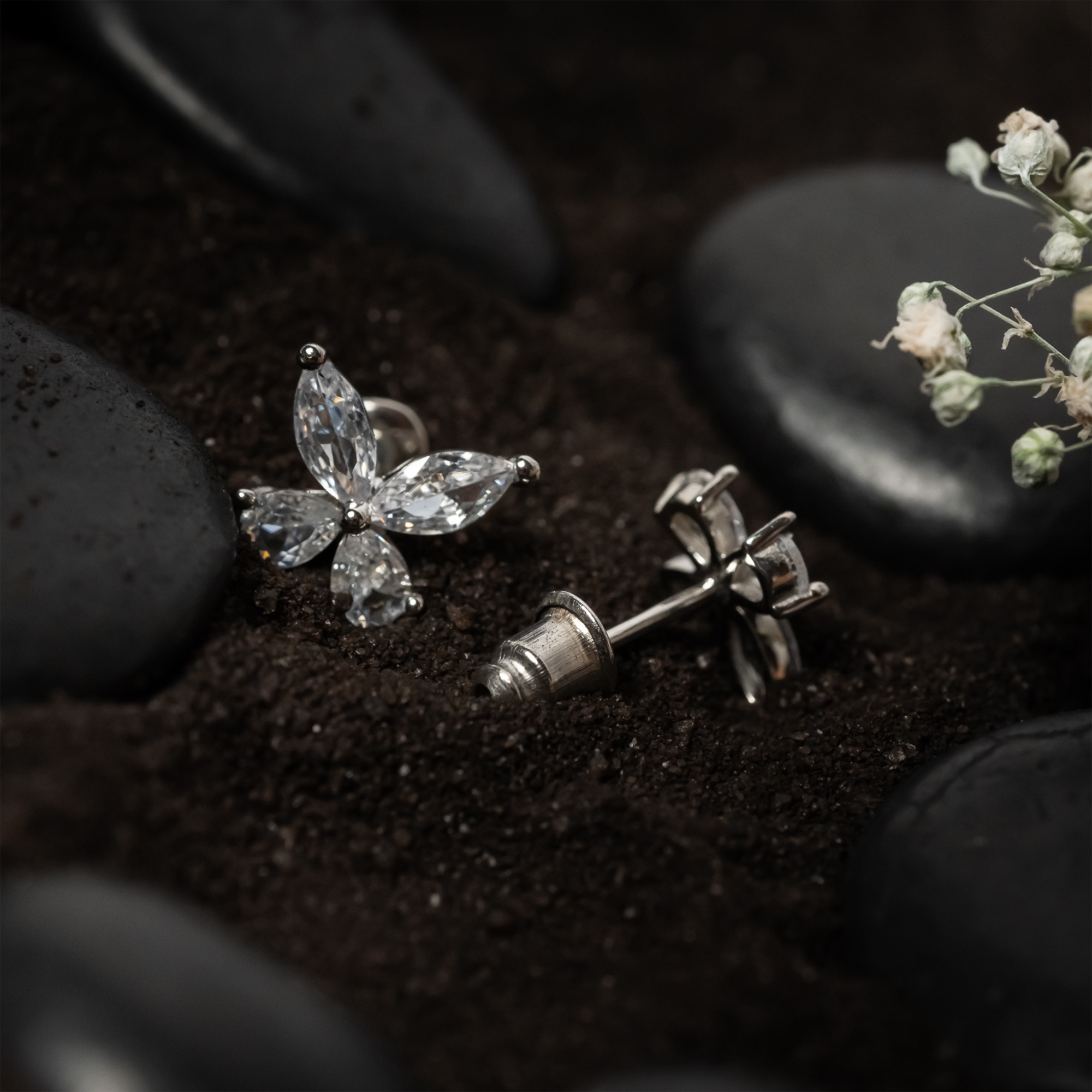 Dainty Butterfly Silver Studs