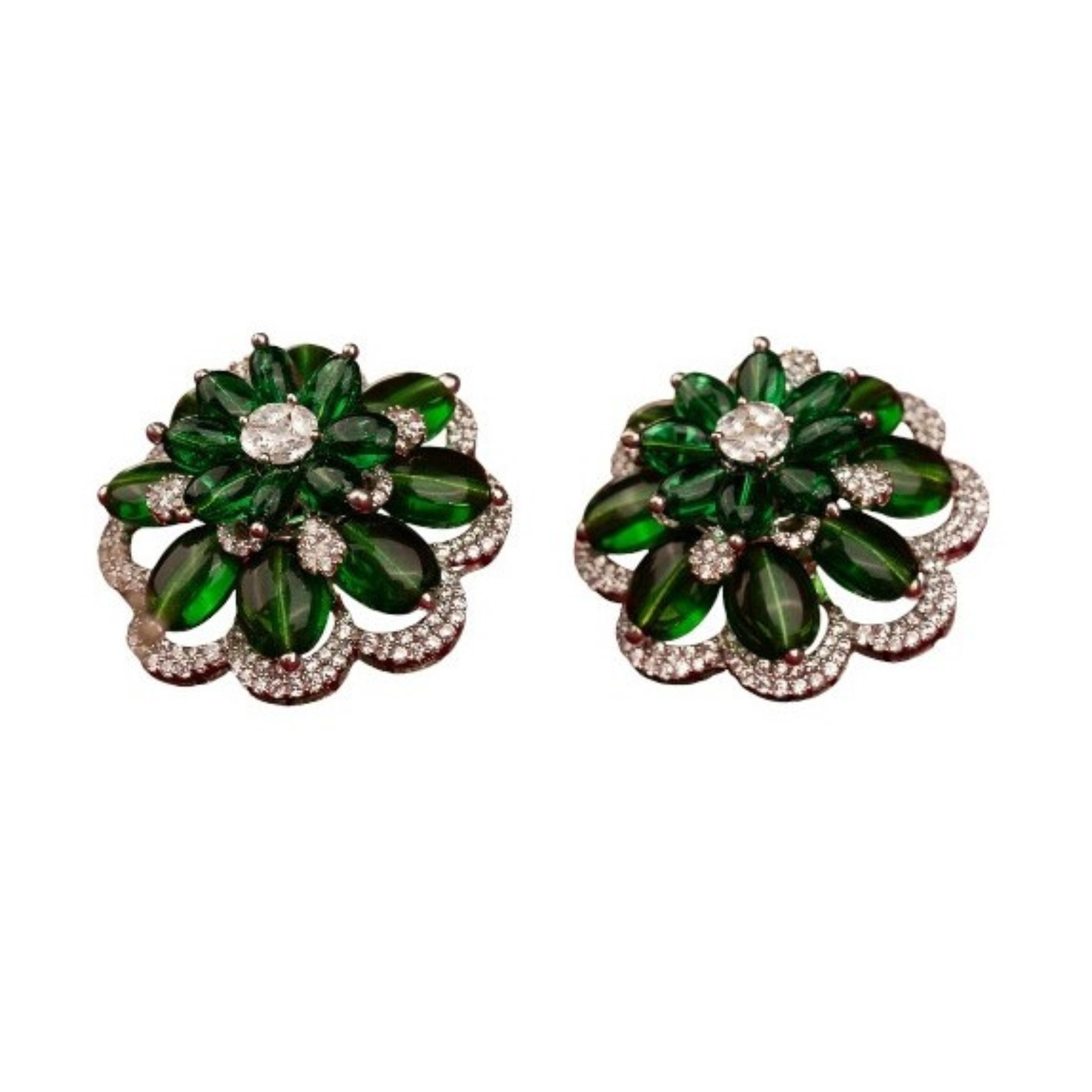 Radiant Green Flower Earring