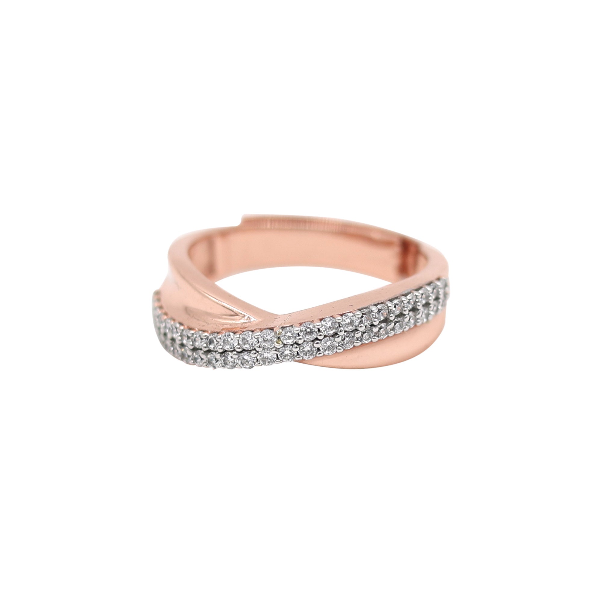 Adjustable Elegant Silver Rose Gold Crossover Band