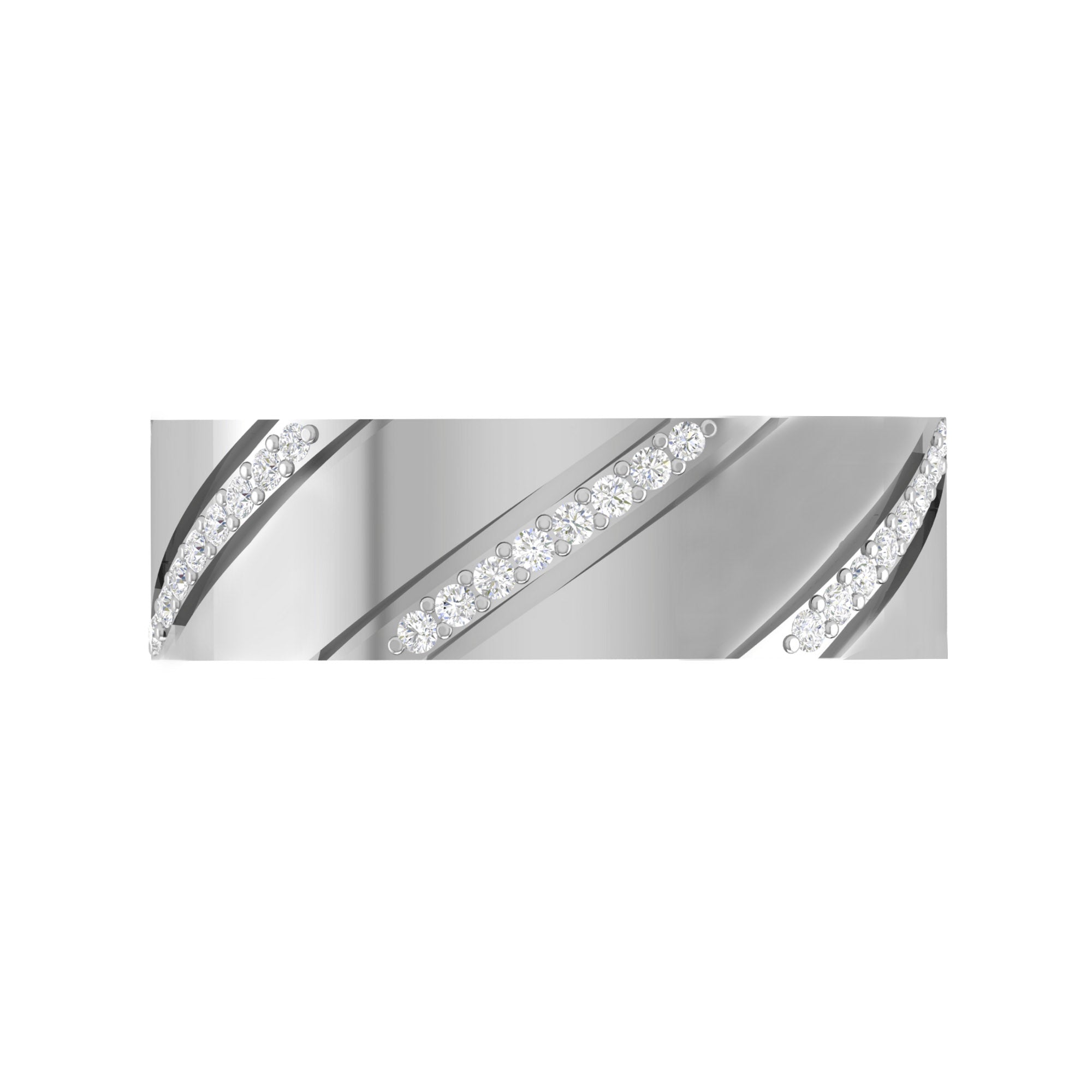 Unisex Striped Sterling Silver Band