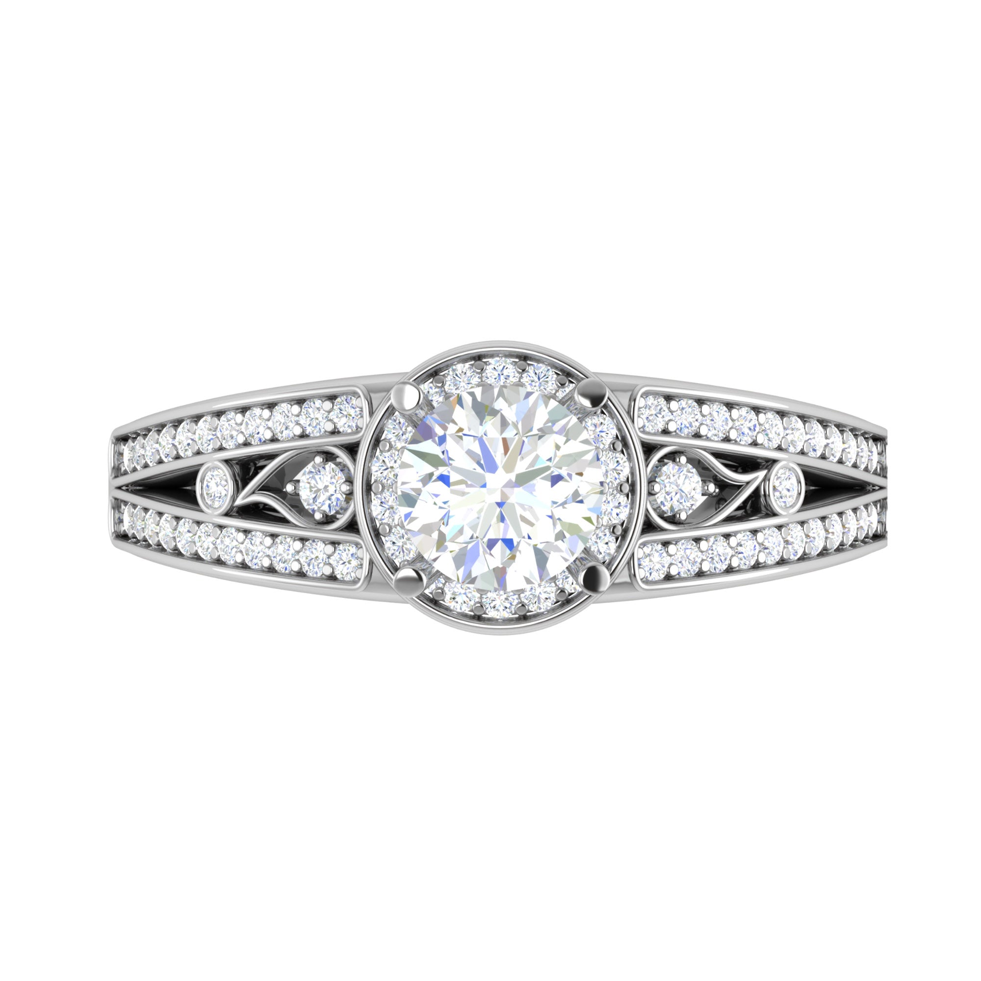 Round Diamond Halo Engagement Ring