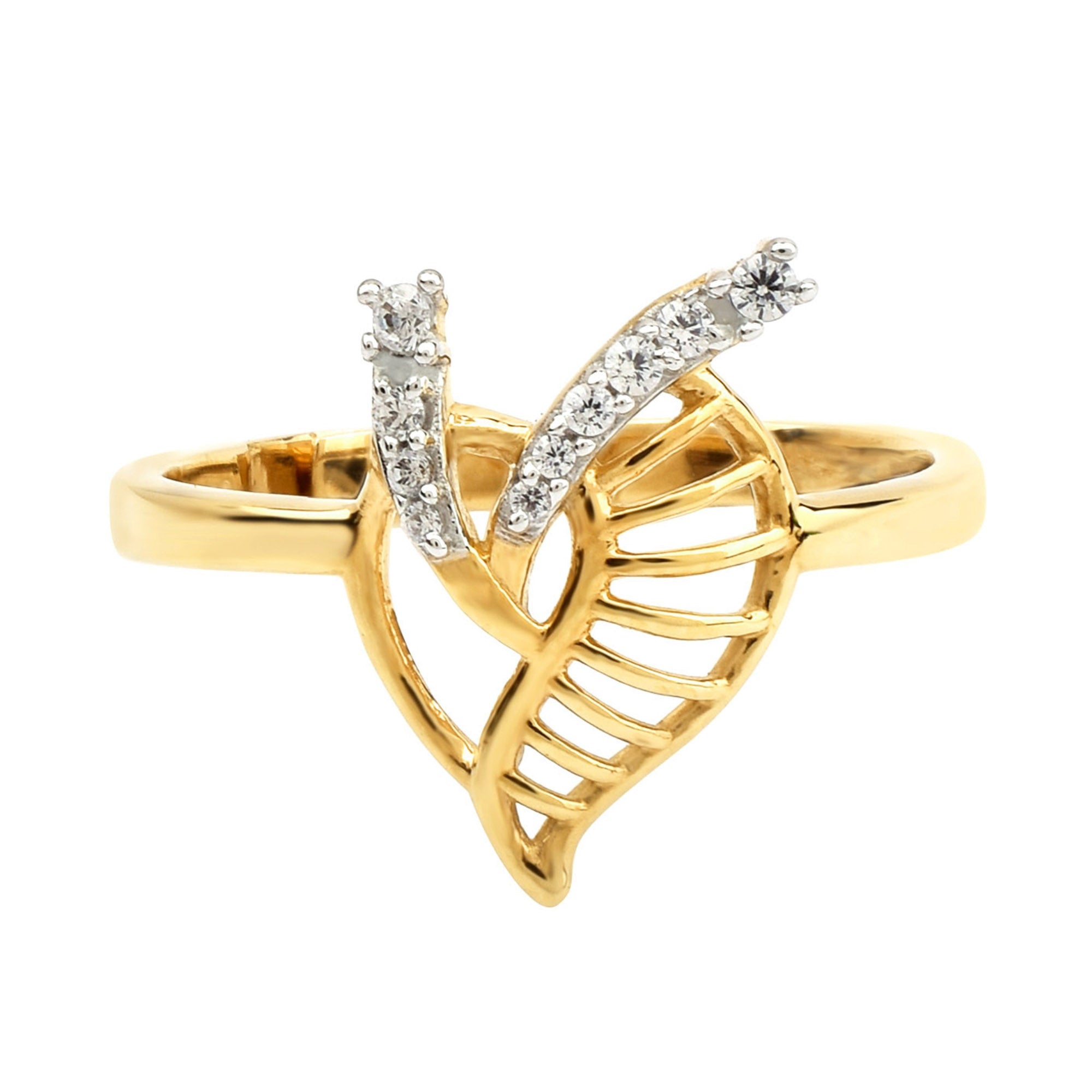 Adjustable Leaf Pattern Diamond Ring