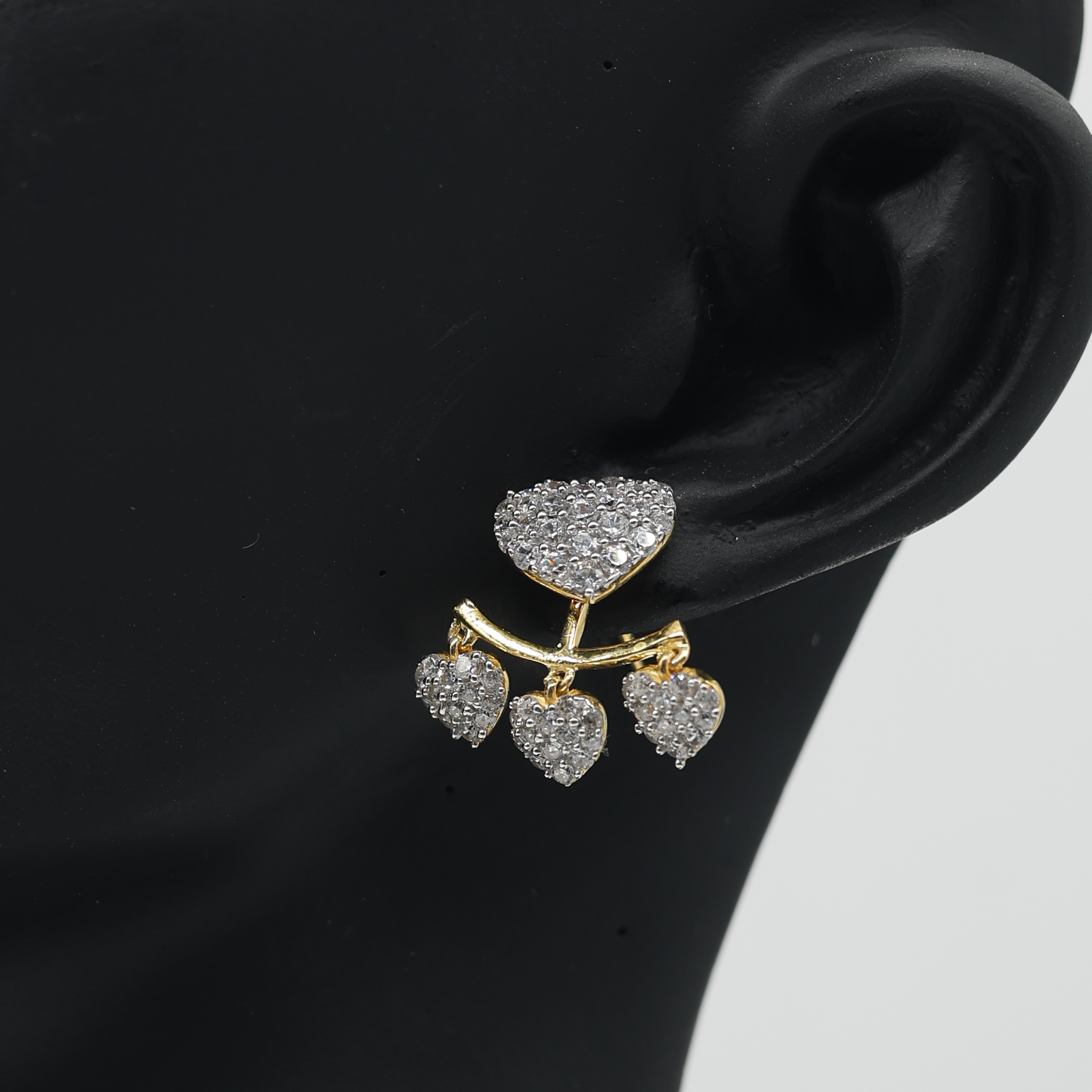 Sparkling Heart Drop Silver Yellow Gold Earring For Women