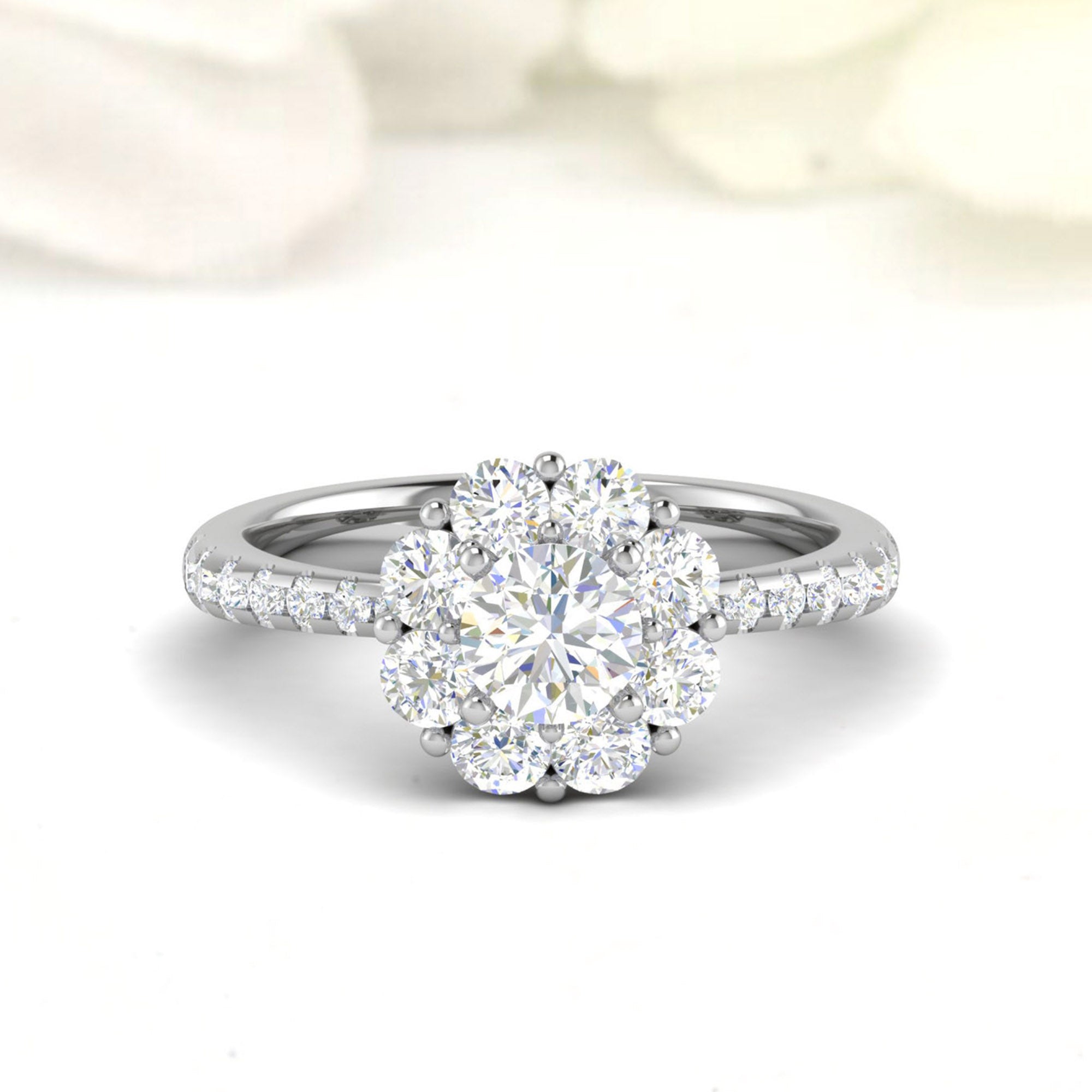Classic Floral Halo Diamond Ring