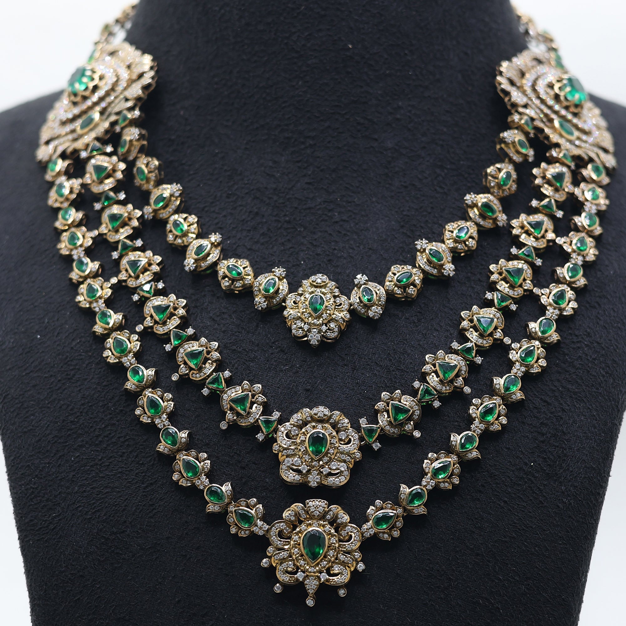 Royal Emerald Triple Layer Necklace