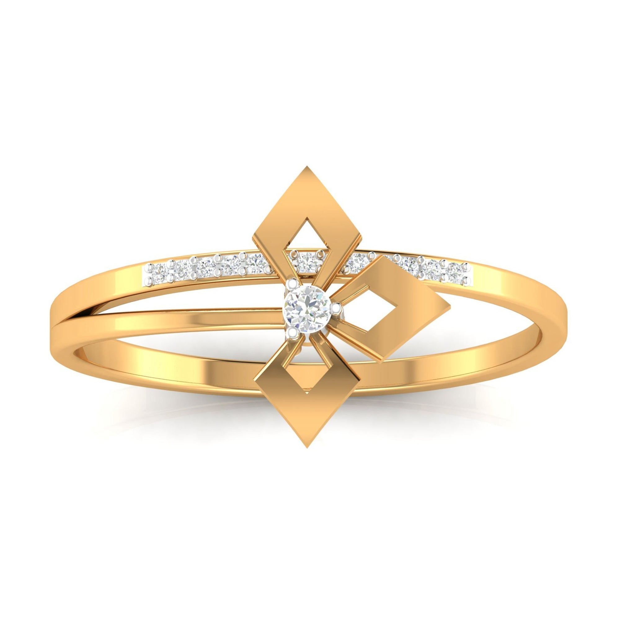 Geometric Floral Diamond Ring