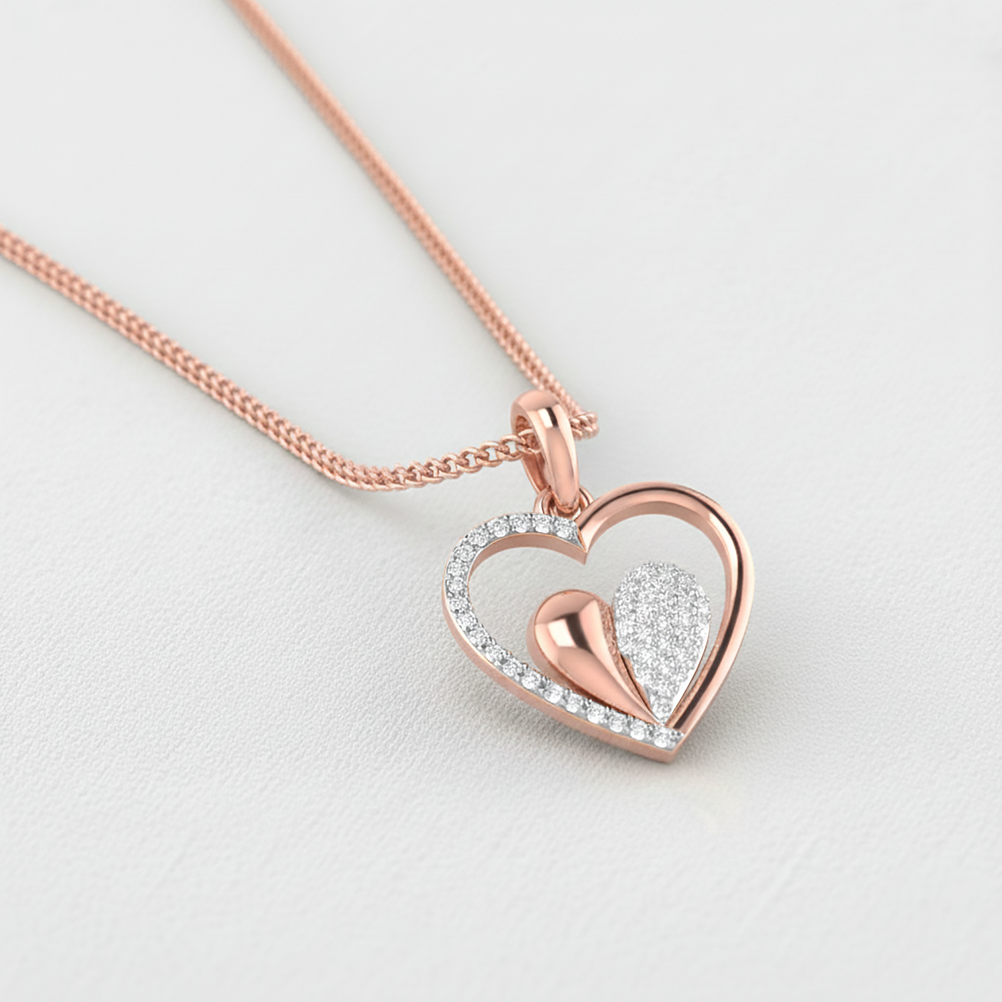 Double Heart Rose Gold Pendant